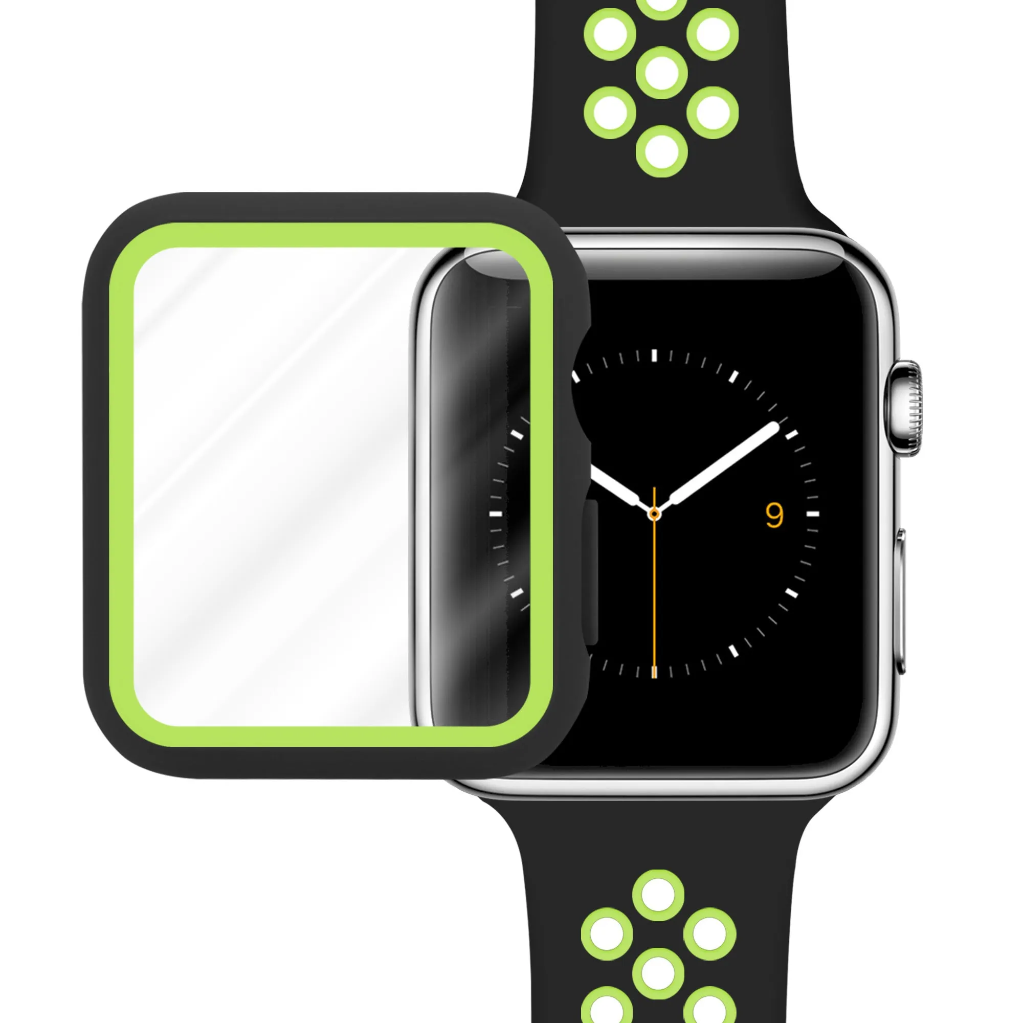 Flash Sale! Apple Watch Sport Strap   TPU Case (Black/Yellow)  Almost Gone!