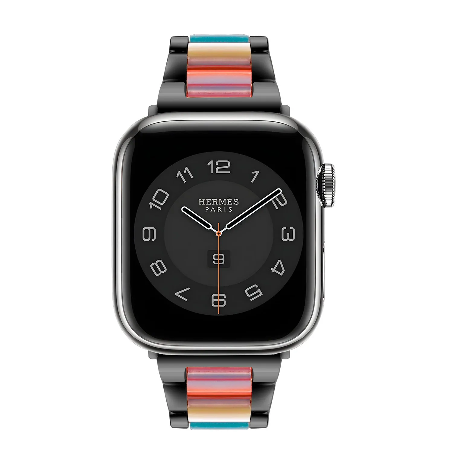 Flash Sale Apple Watch Steel Resin Strap (Black/Rainbow)  Limited Availability!