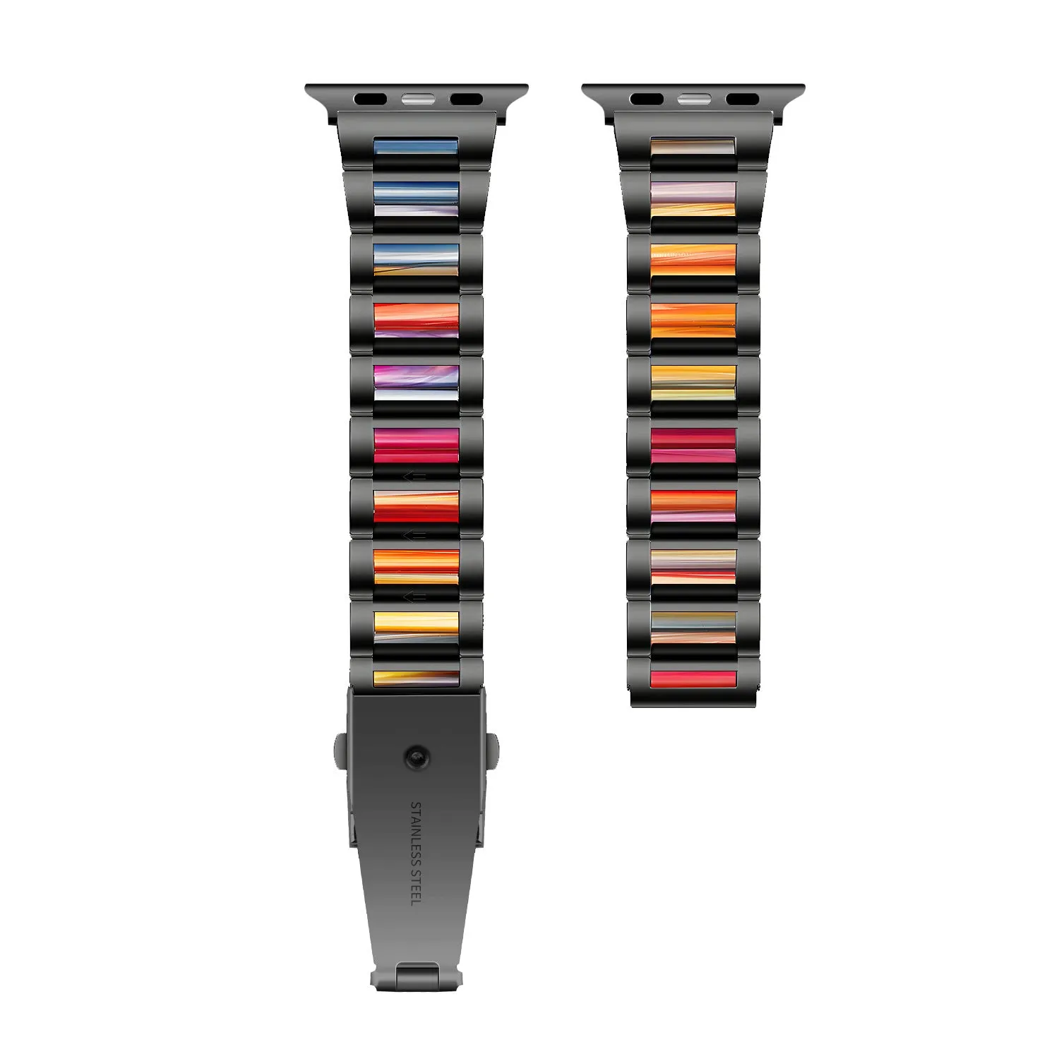 Flash Sale Apple Watch Steel Resin Strap (Black/Rainbow)  Limited Availability!