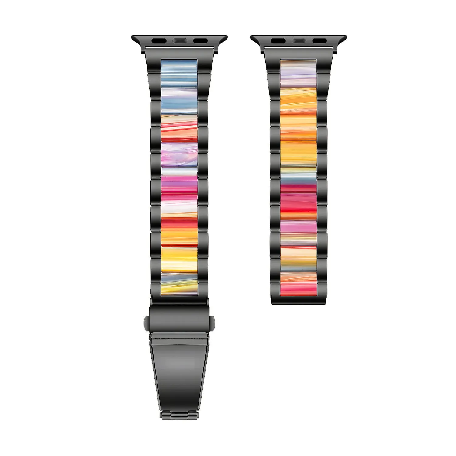 Flash Sale Apple Watch Steel Resin Strap (Black/Rainbow)  Limited Availability!
