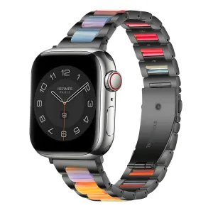 Flash Sale Apple Watch Steel Resin Strap (Black/Rainbow)  Limited Availability!