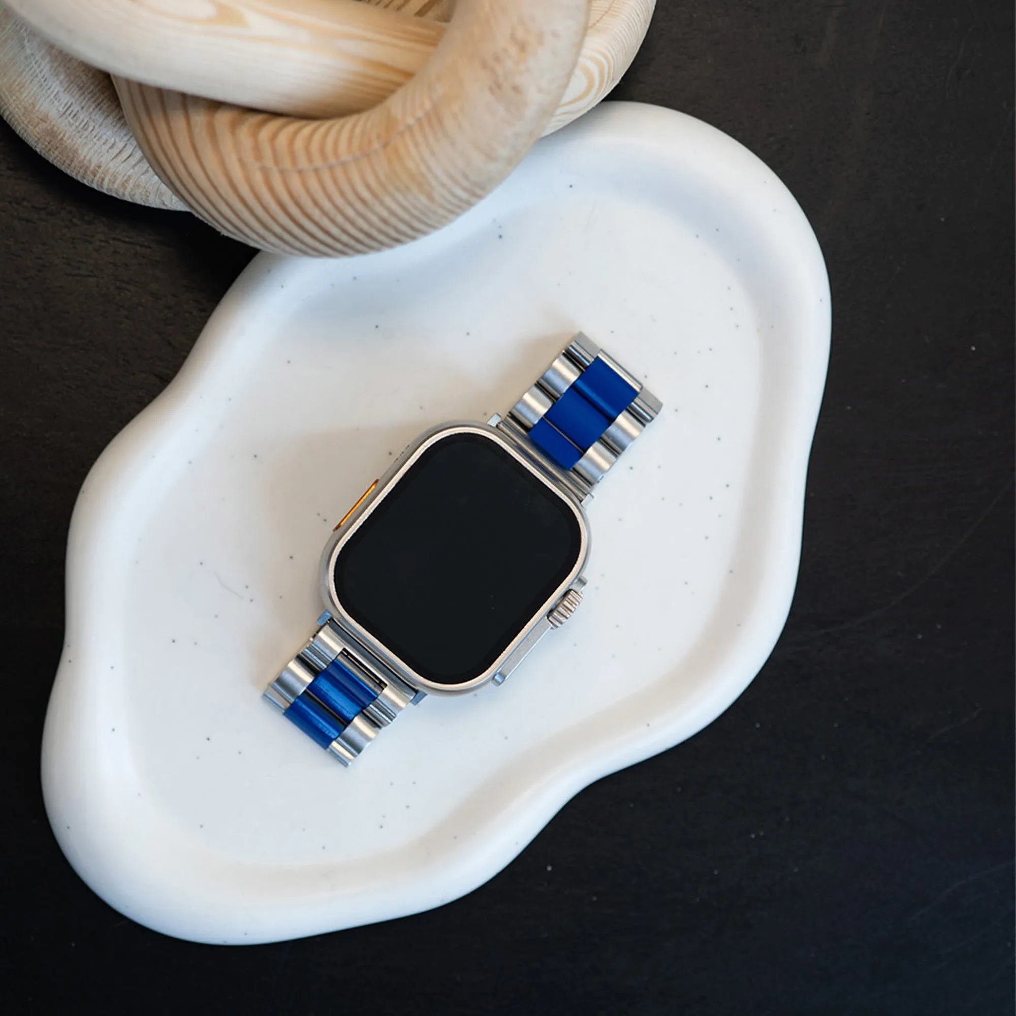 Flash Sale Apple Watch Steel Strap (Silver/Blue)  Stylish & Comfortable