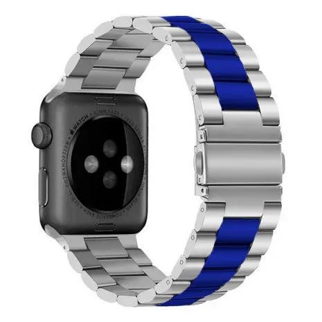Flash Sale Apple Watch Steel Strap (Silver/Blue)  Stylish & Comfortable