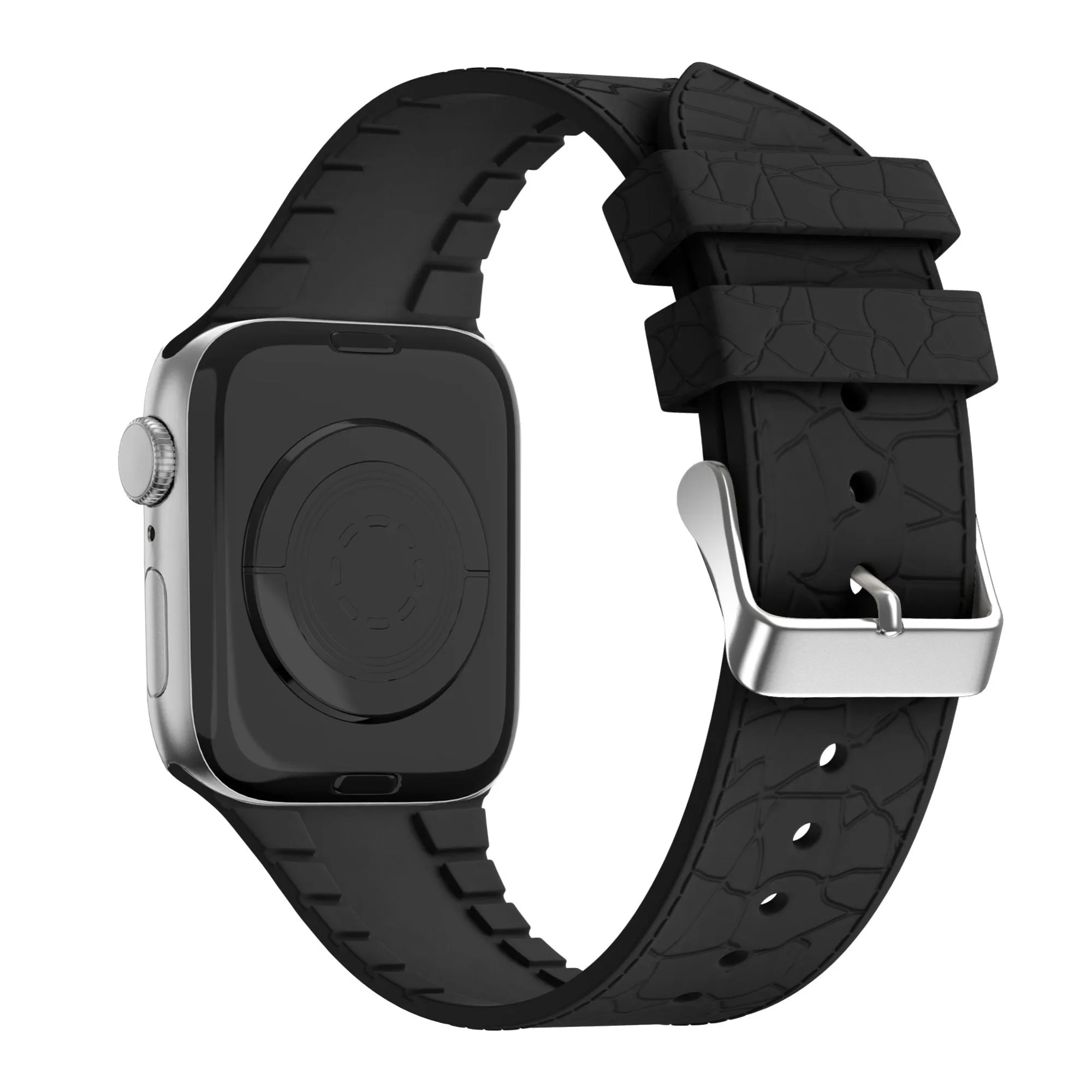 Flash Sale! Bandz Apple Watch Silicone Strap With Leather Pattern (Black)  Ends Soon!