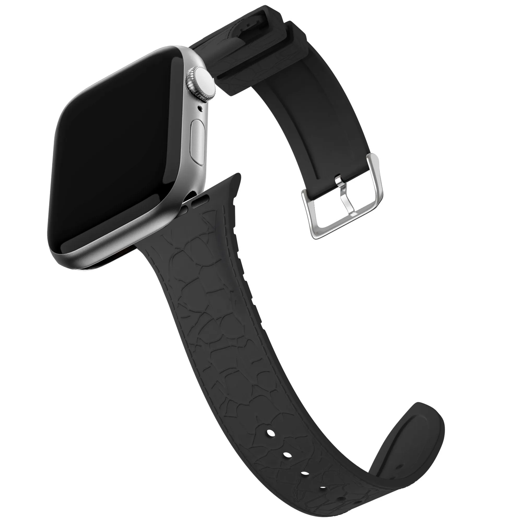 Flash Sale! Bandz Apple Watch Silicone Strap With Leather Pattern (Black)  Ends Soon!