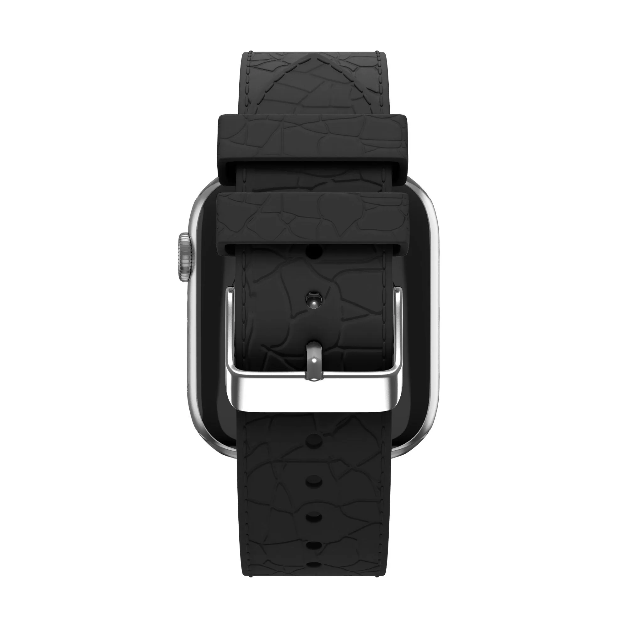 Flash Sale! Bandz Apple Watch Silicone Strap With Leather Pattern (Black)  Ends Soon!