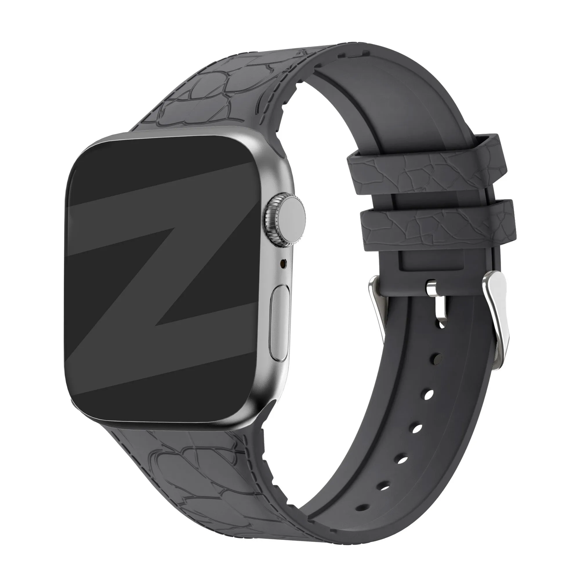 Flash Sale Bandz Apple Watch Silicone Strap With Leather Pattern (Dark Gray)  Ends Soon!