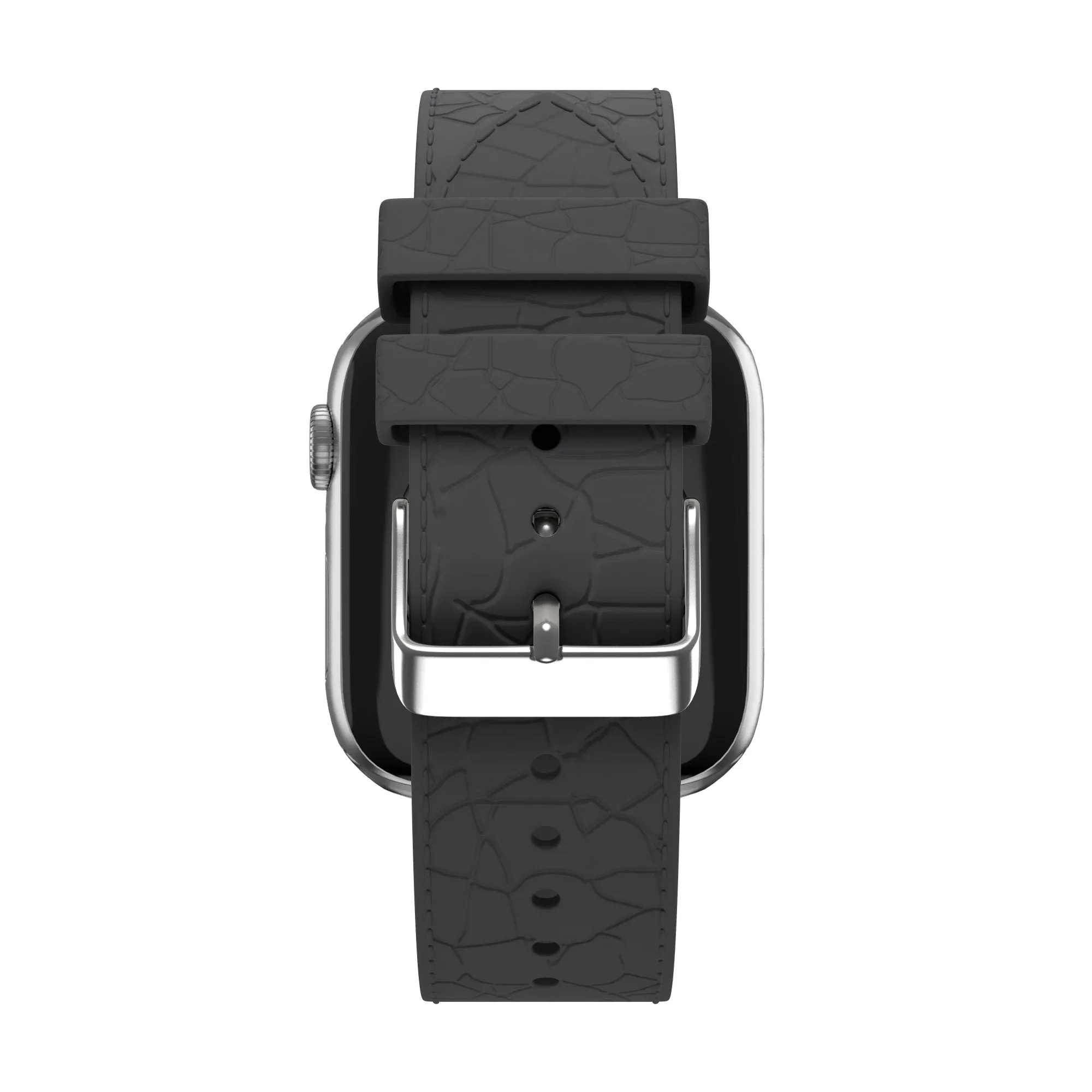 Flash Sale Bandz Apple Watch Silicone Strap With Leather Pattern (Dark Gray)  Ends Soon!