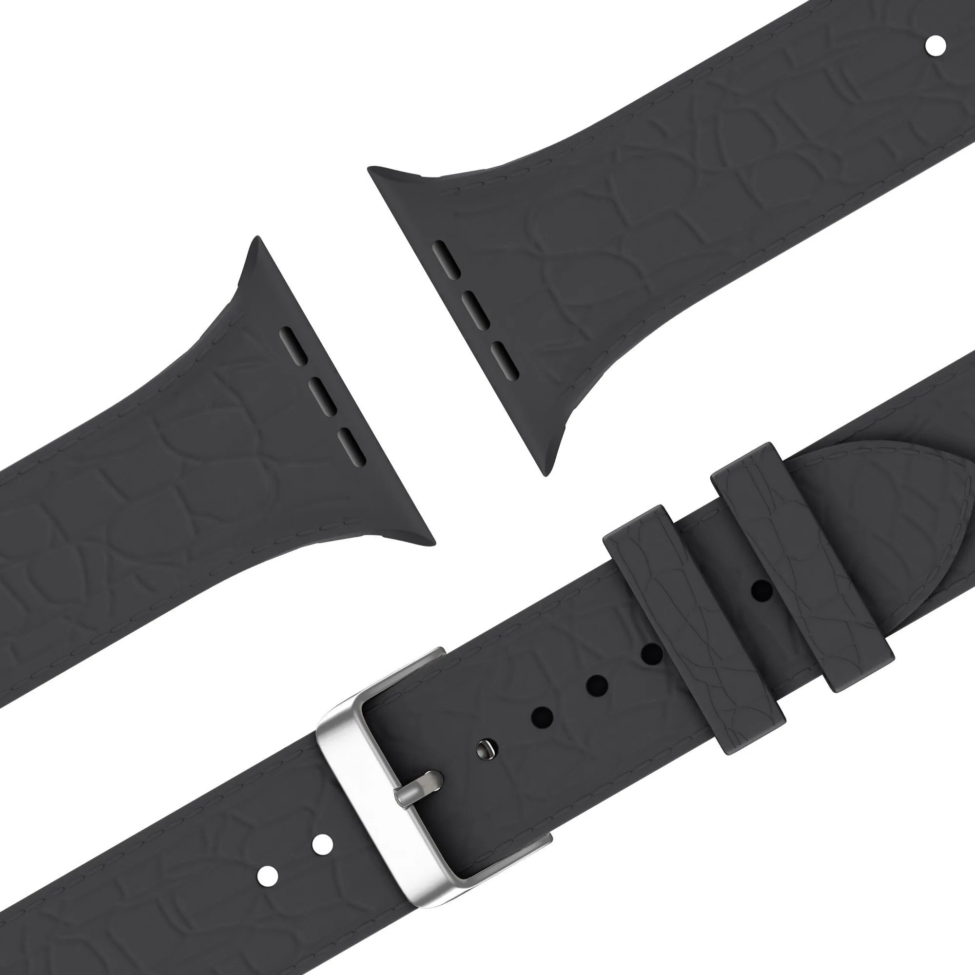Flash Sale Bandz Apple Watch Silicone Strap With Leather Pattern (Dark Gray)  Ends Soon!