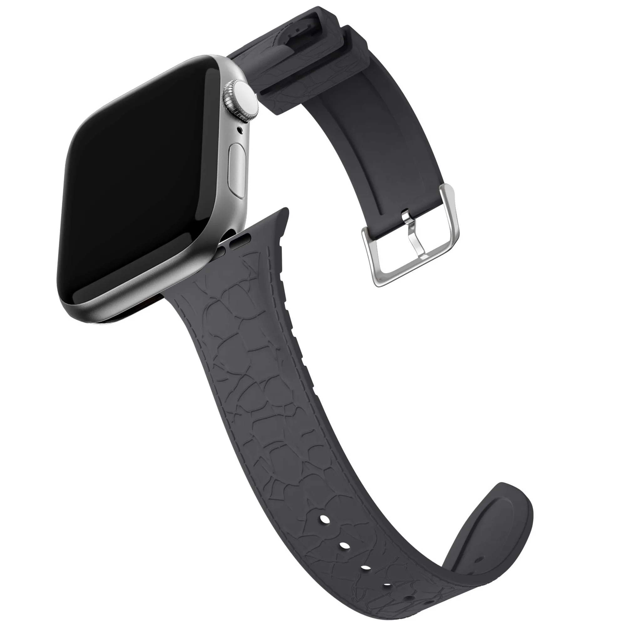 Flash Sale Bandz Apple Watch Silicone Strap With Leather Pattern (Dark Gray)  Ends Soon!