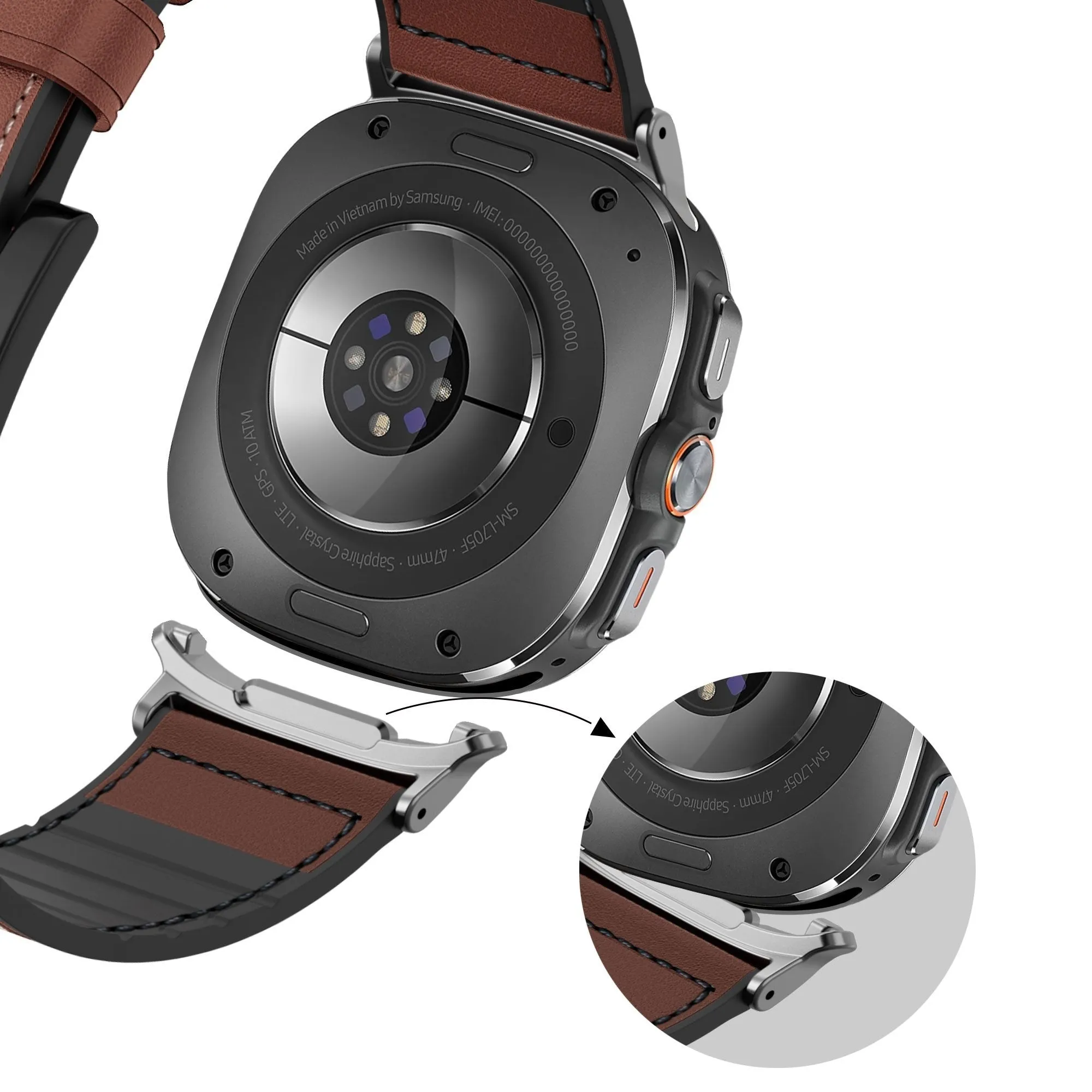 Flash Sale Bandz Samsung Galaxy Watch Ultra Leather Hybrid Strap with Buckle (Brown)  Limited Availability!
