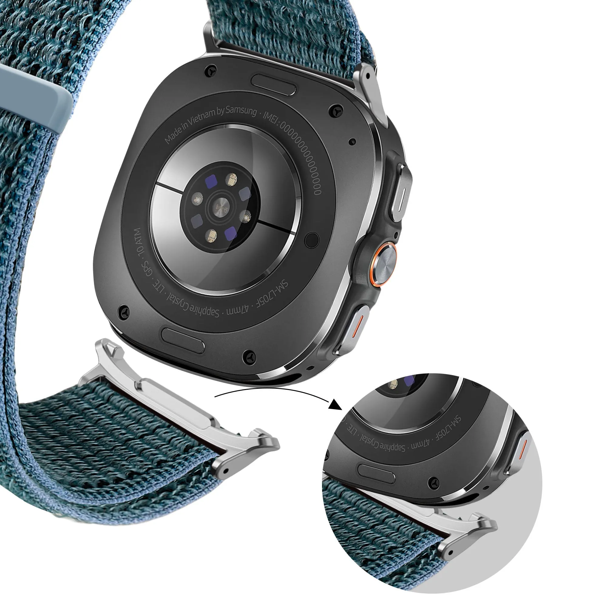 Flash Sale! Bandz Samsung Galaxy Watch Ultra Nylon Loop Strap (Bluegreen)  Going Fast!