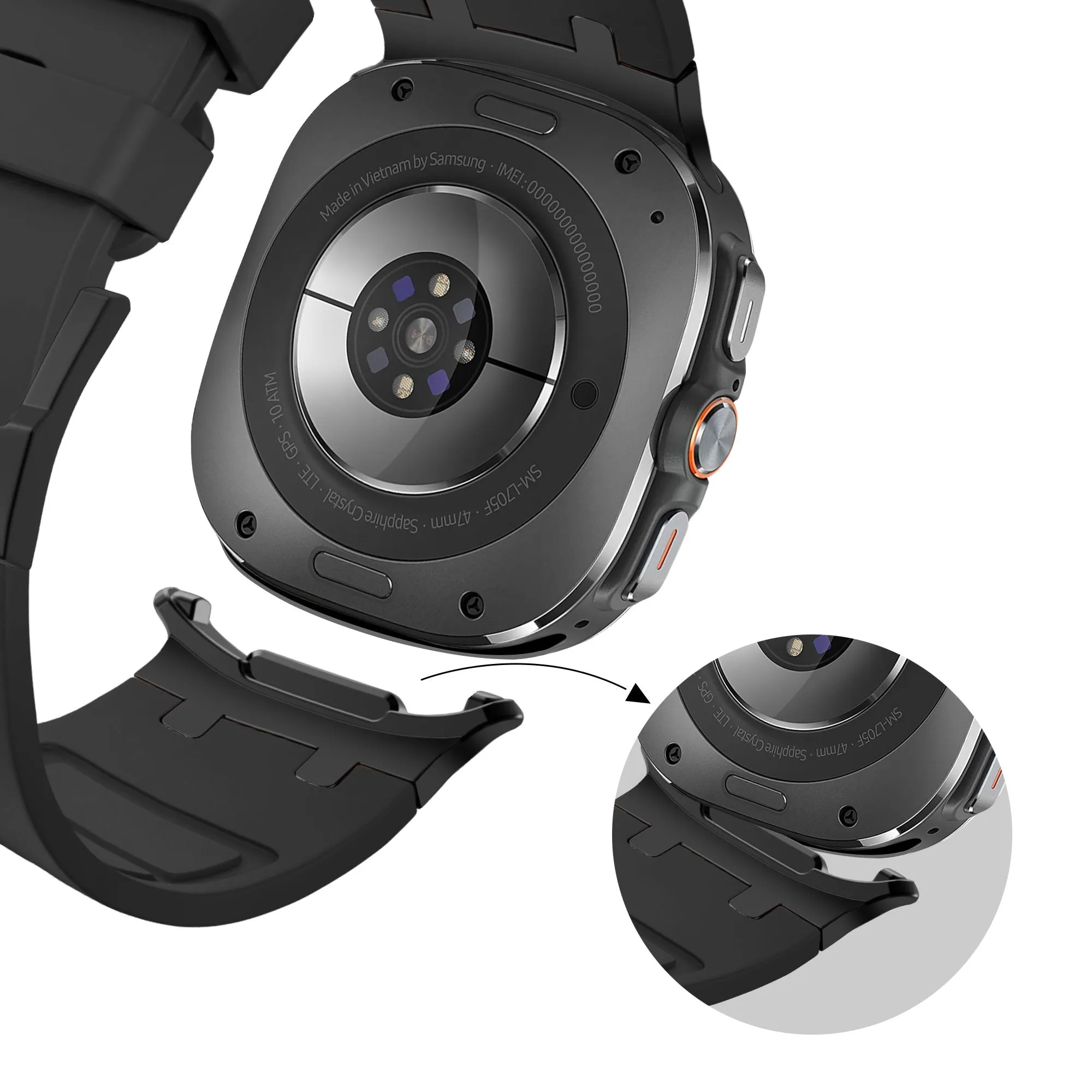 Flash Sale Bandz Samsung Galaxy Watch Ultra Silicone Strap 'Luxe Liquid' (Black with Black)  Almost Gone!