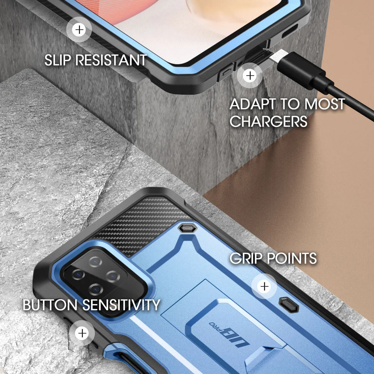 Flash Sale Galaxy A12 Unicorn Beetle Pro Rugged Holster Case-Metallic Blue  Stylish & Comfortable