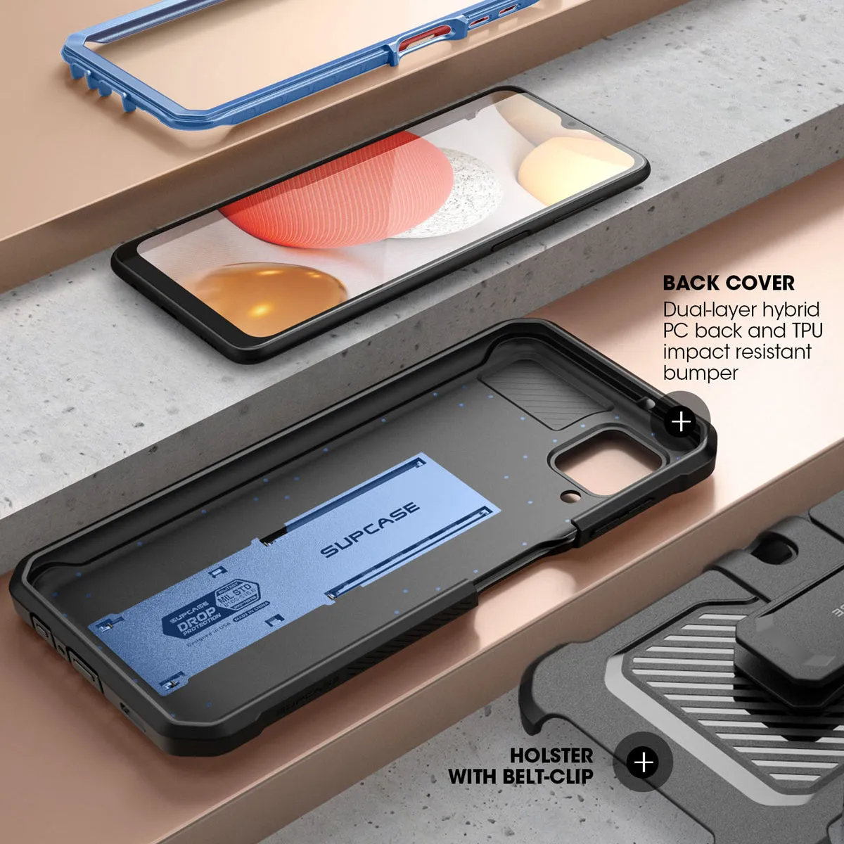 Flash Sale Galaxy A12 Unicorn Beetle Pro Rugged Holster Case-Metallic Blue  Stylish & Comfortable