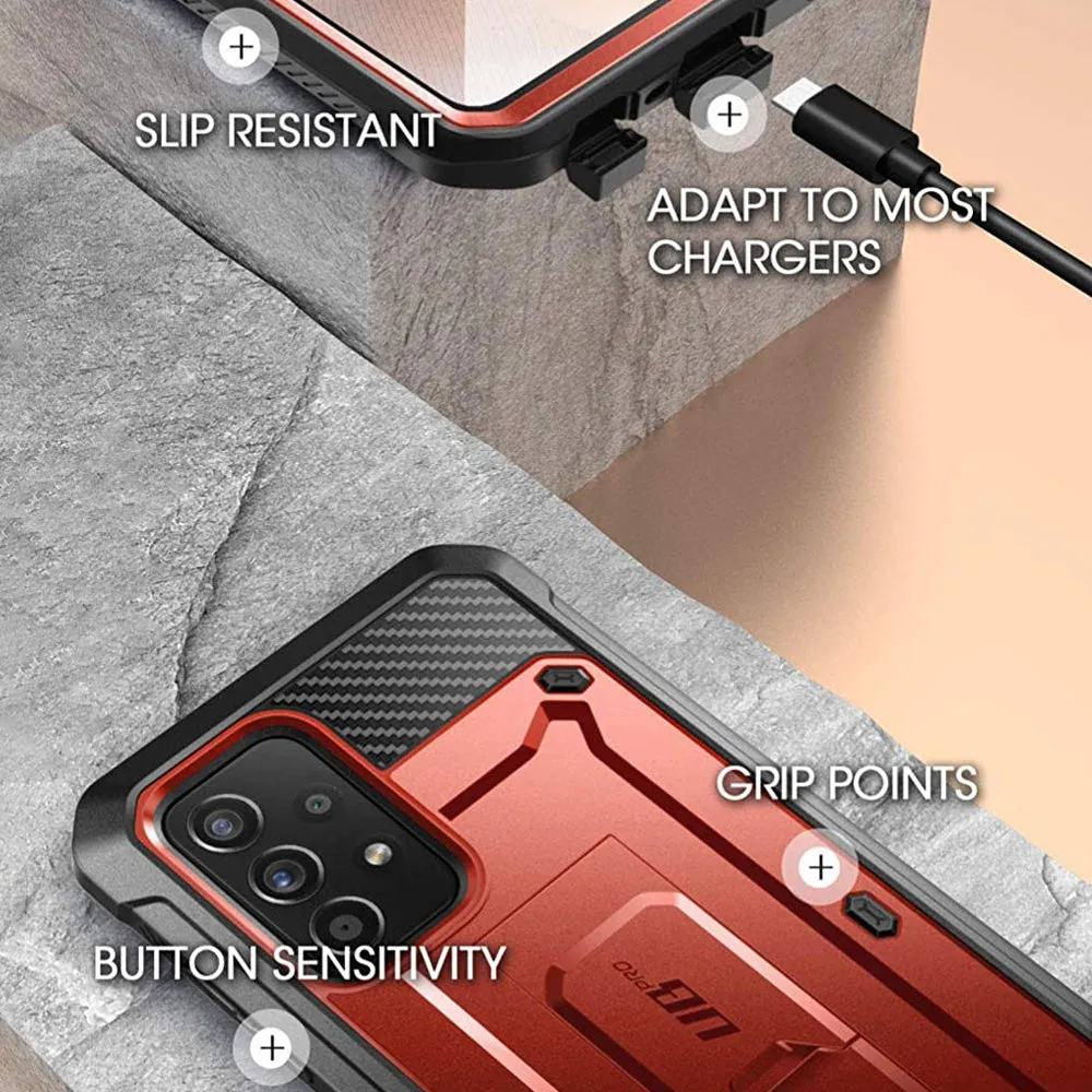 Flash Sale! Galaxy A72 Unicorn Beetle Pro Rugged Holster Case-Metallic Red  Today Only!
