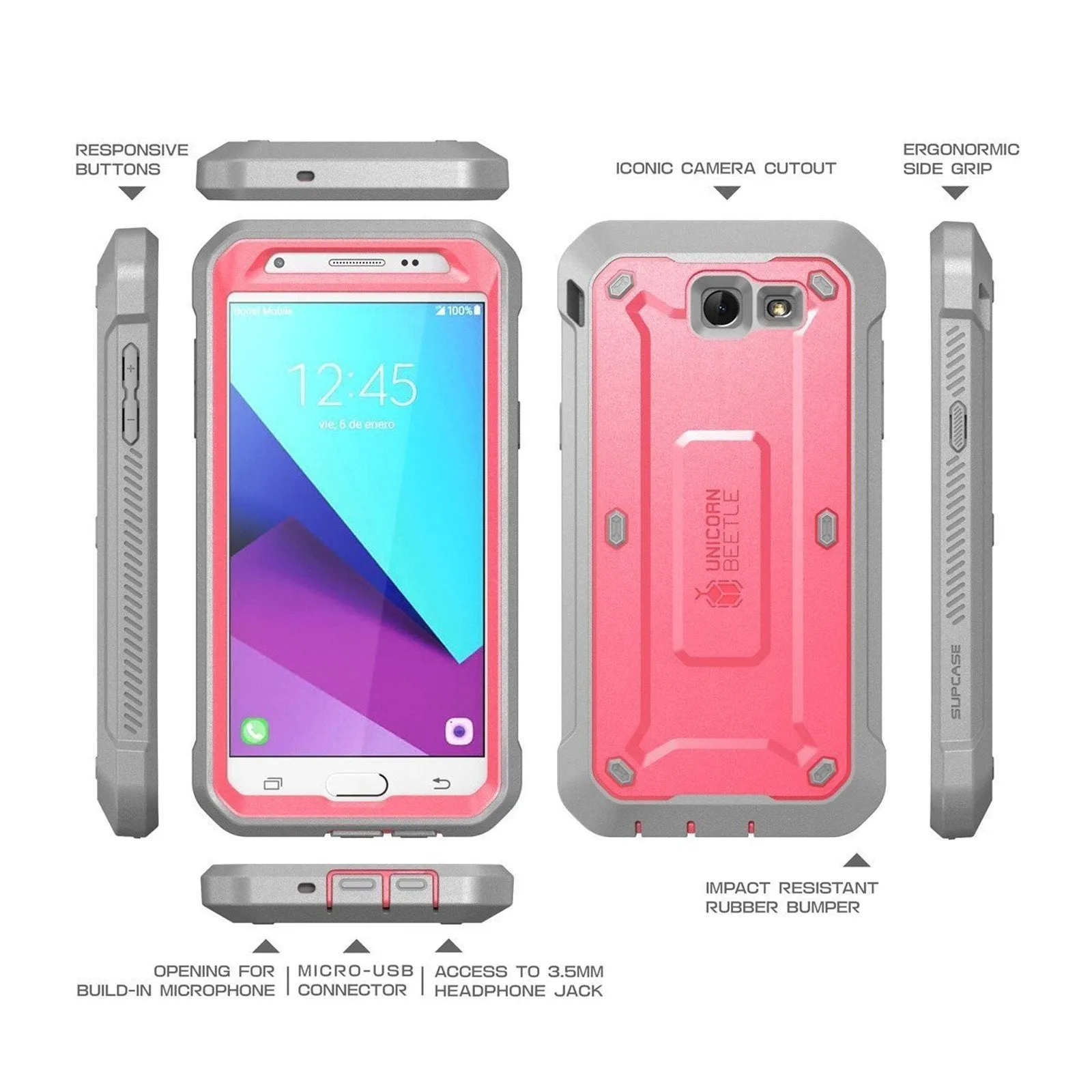 Flash Sale! Galaxy J7 (2017) Unicorn Beetle Pro Full Body Rugged Holster Case-Pink  Dont Miss Out!