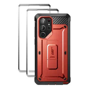 Flash Sale! Galaxy S23 Ultra Unicorn Beetle PRO Screen Protector Case-Metallic Red  Going Fast!