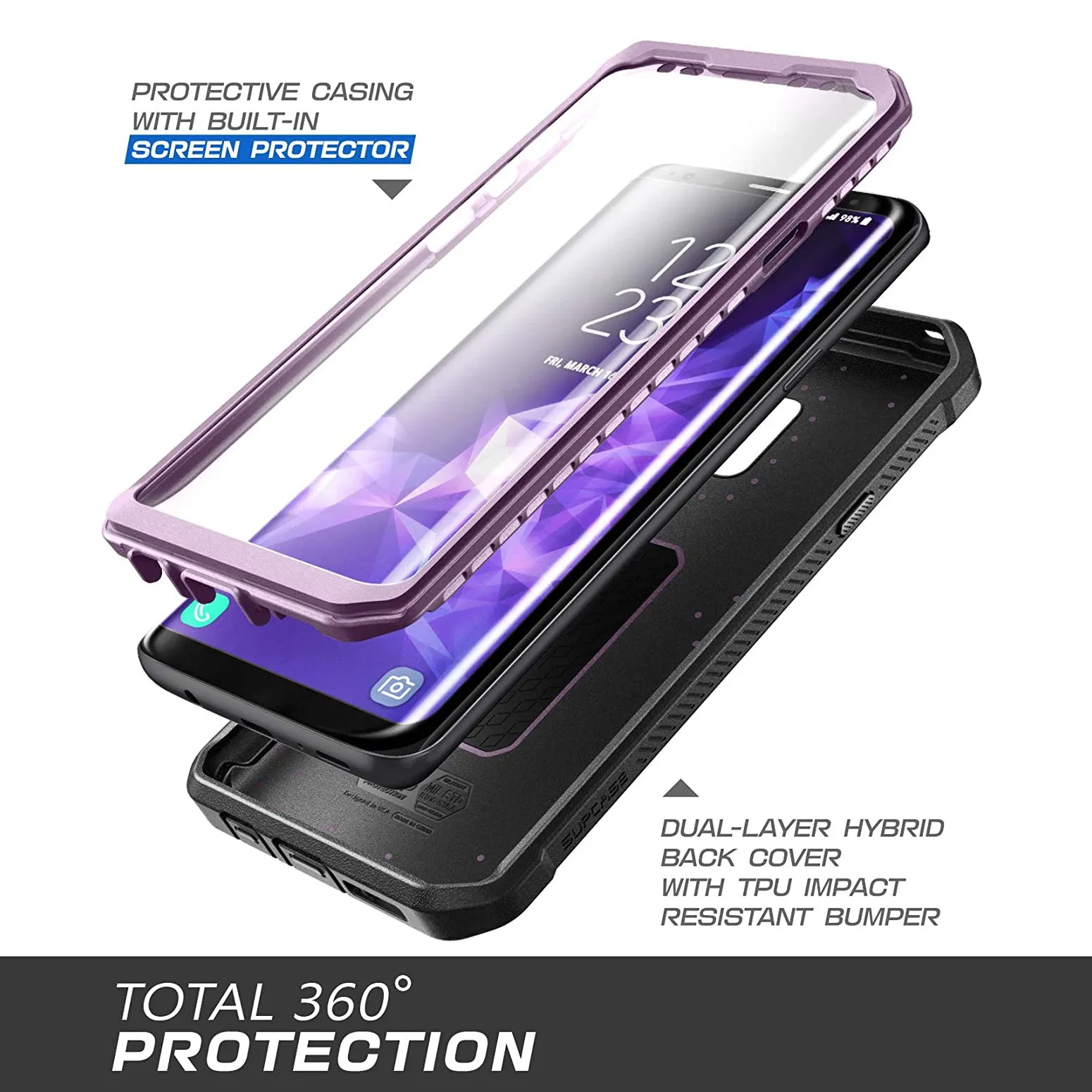 Flash Sale! Galaxy S9 Plus Unicorn Beetle Pro Full Body Rugged Case-Metallic Purple  Limited Release!