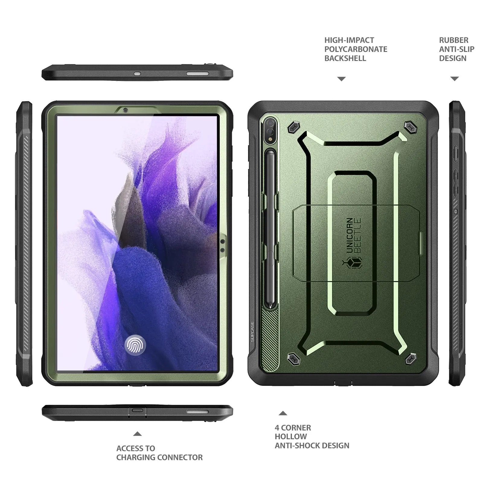 Flash Sale Galaxy Tab S7 FE 12.4 inch Unicorn Beetle Pro Rugged Case-Dark Green  Limited Availability!