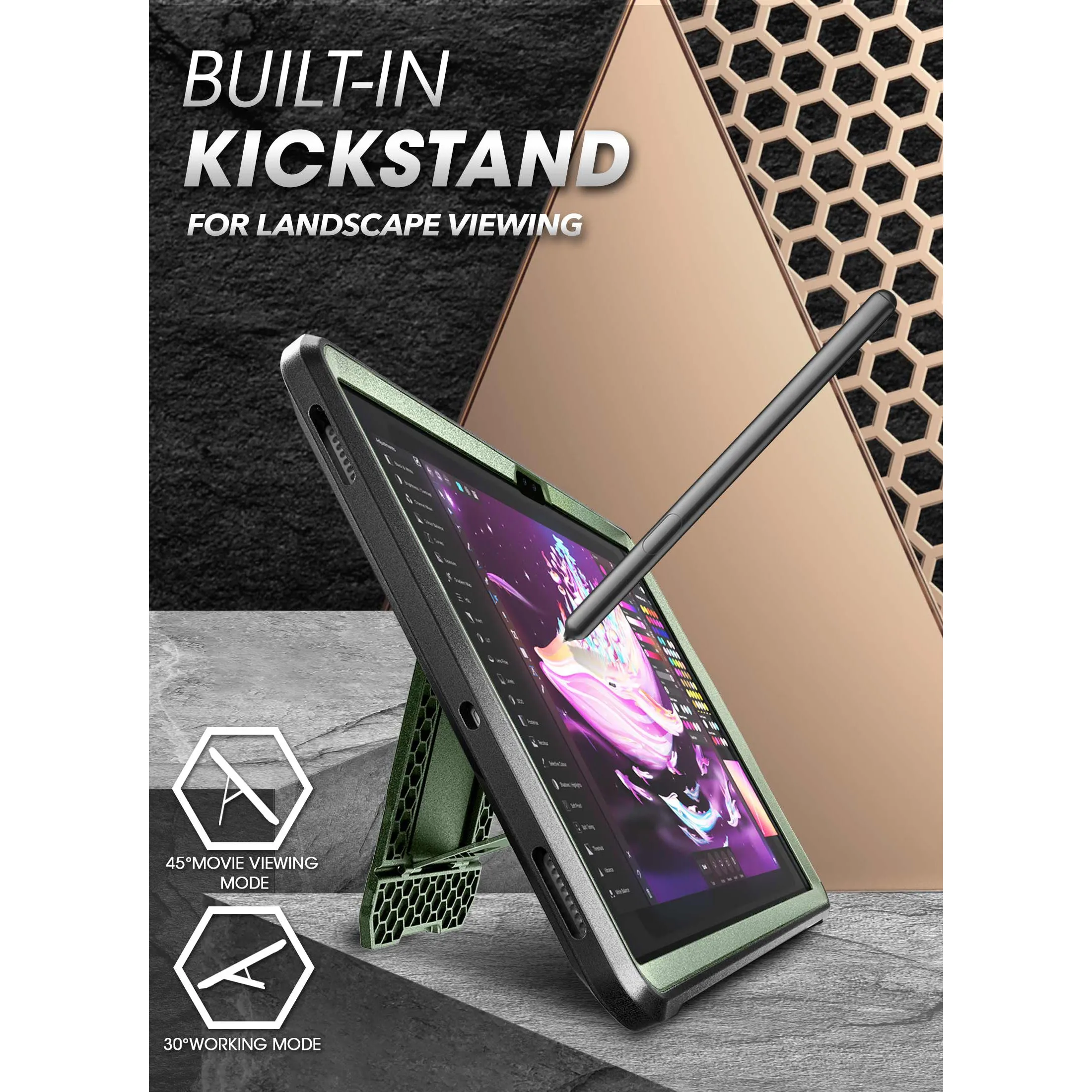 Flash Sale! Galaxy Tab S8 Ultra (2022) Unicorn Beetle Pro Rugged Case-Dark Green  Almost Gone!