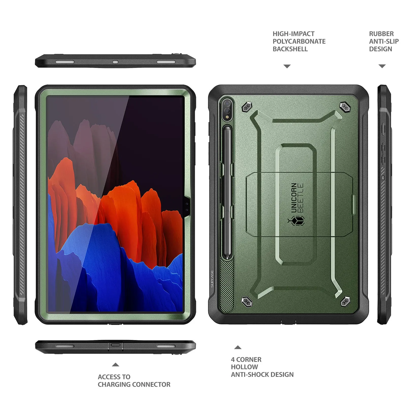 Flash Sale! Galaxy Tab S8 Ultra (2022) Unicorn Beetle Pro Rugged Case-Dark Green  Almost Gone!