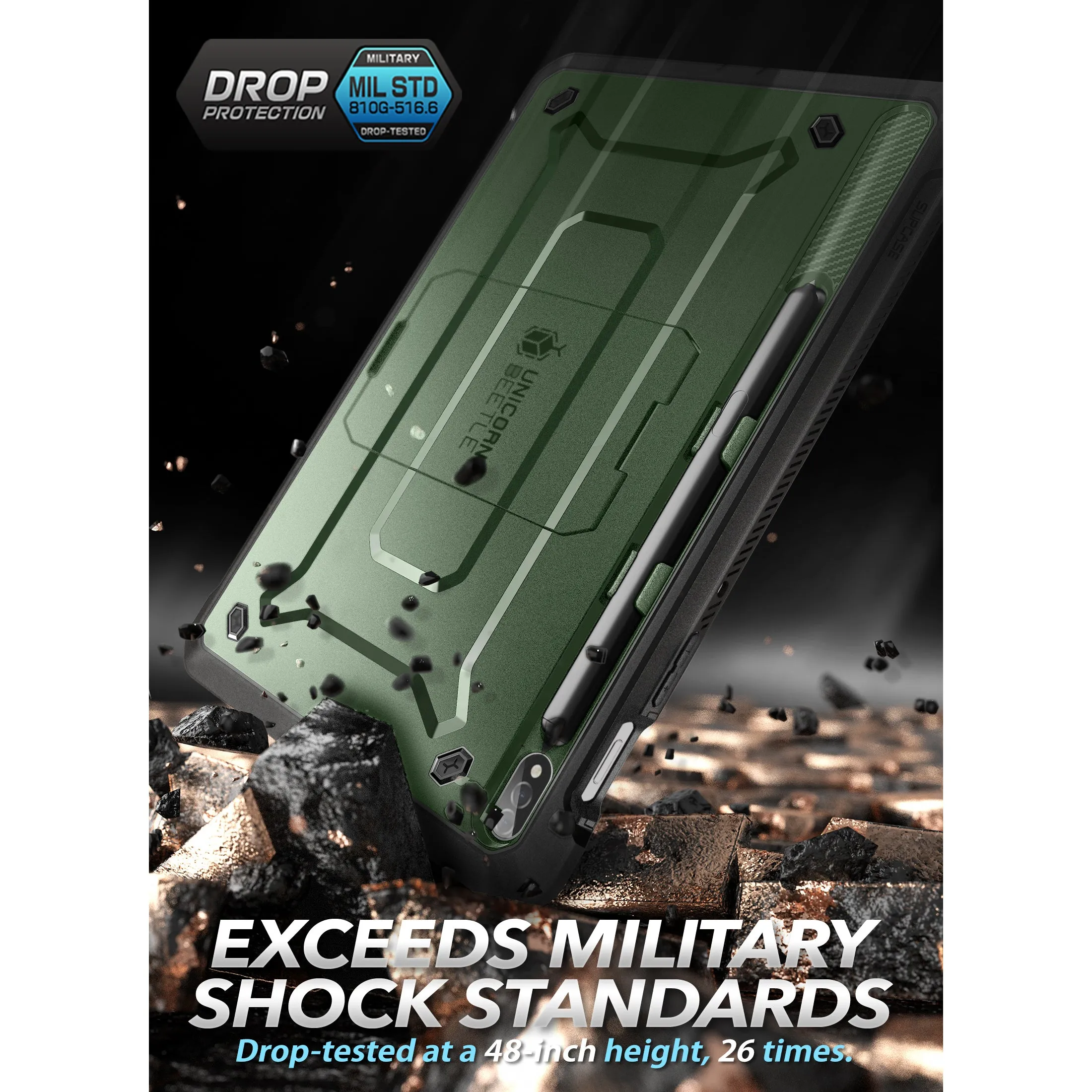 Flash Sale! Galaxy Tab S8 Ultra (2022) Unicorn Beetle Pro Rugged Case-Dark Green  Almost Gone!