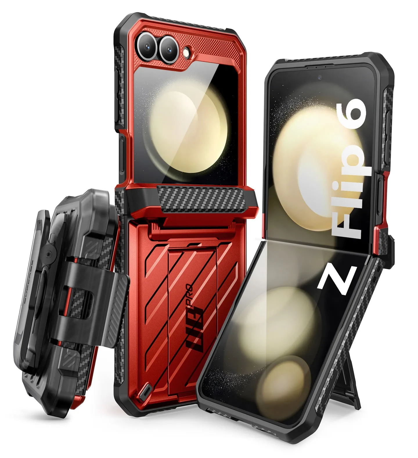 Flash Sale! Galaxy Z Flip6 Unicorn Beetle PRO Rugged Case with Belt Clip-Metallic Red  Limited Release!