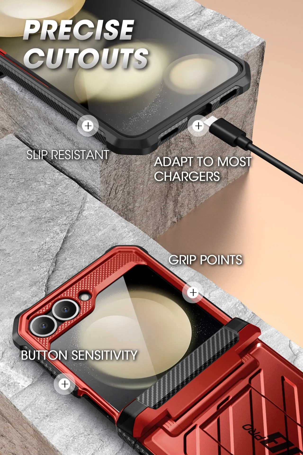Flash Sale! Galaxy Z Flip6 Unicorn Beetle PRO Rugged Case with Belt Clip-Metallic Red  Limited Release!