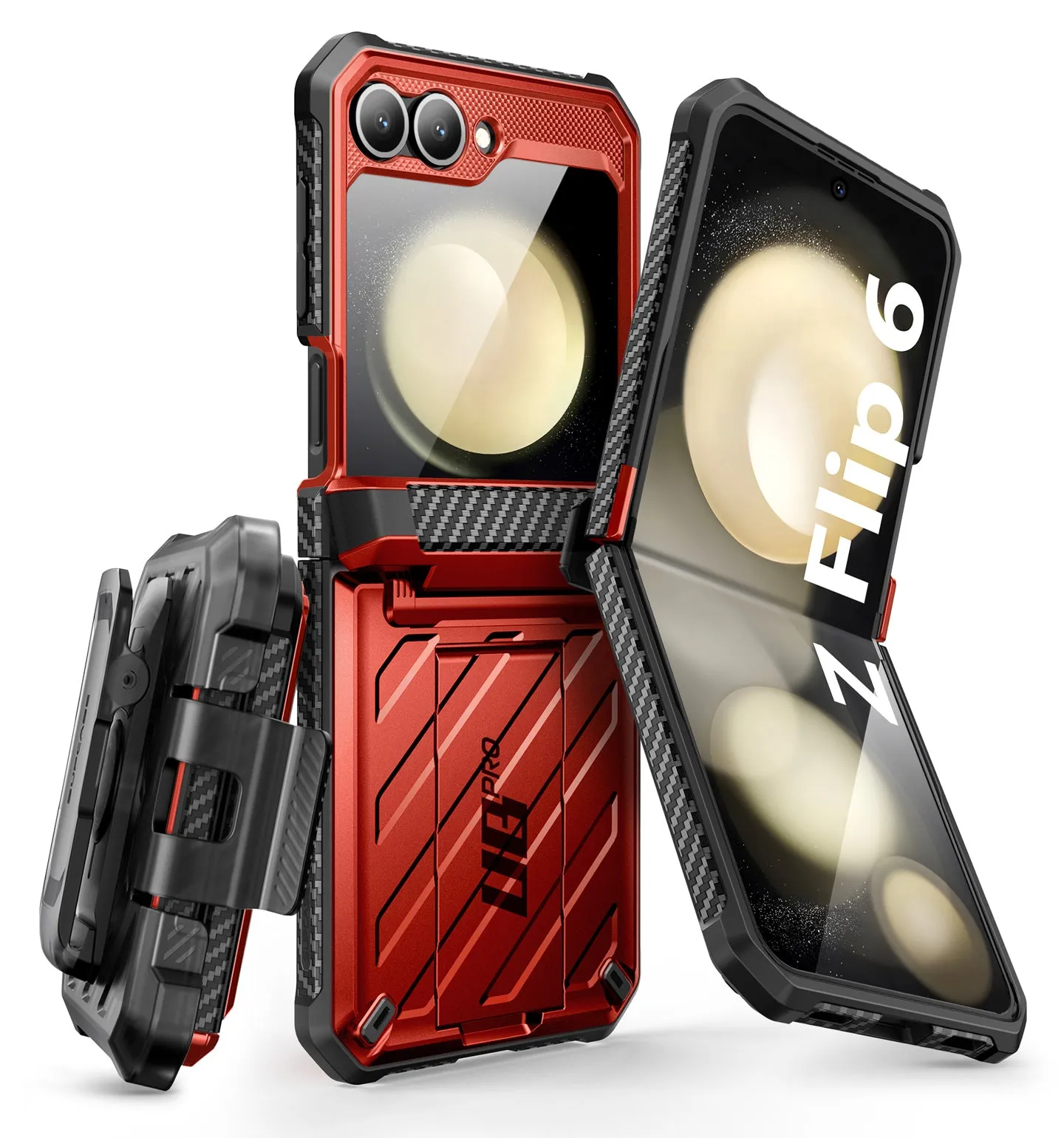 Flash Sale! Galaxy Z Flip6 Unicorn Beetle PRO Rugged Case with Belt Clip-Metallic Red  Limited Release!