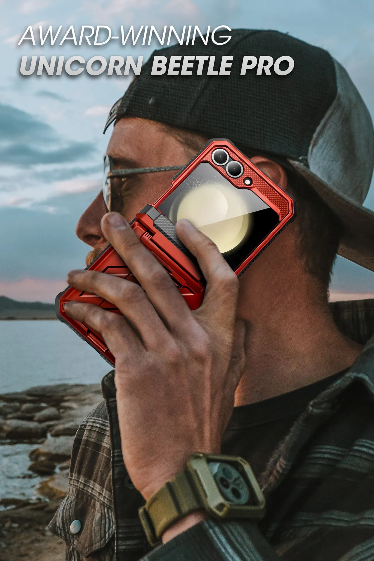 Flash Sale! Galaxy Z Flip6 Unicorn Beetle PRO Rugged Case with Belt Clip-Metallic Red  Limited Release!