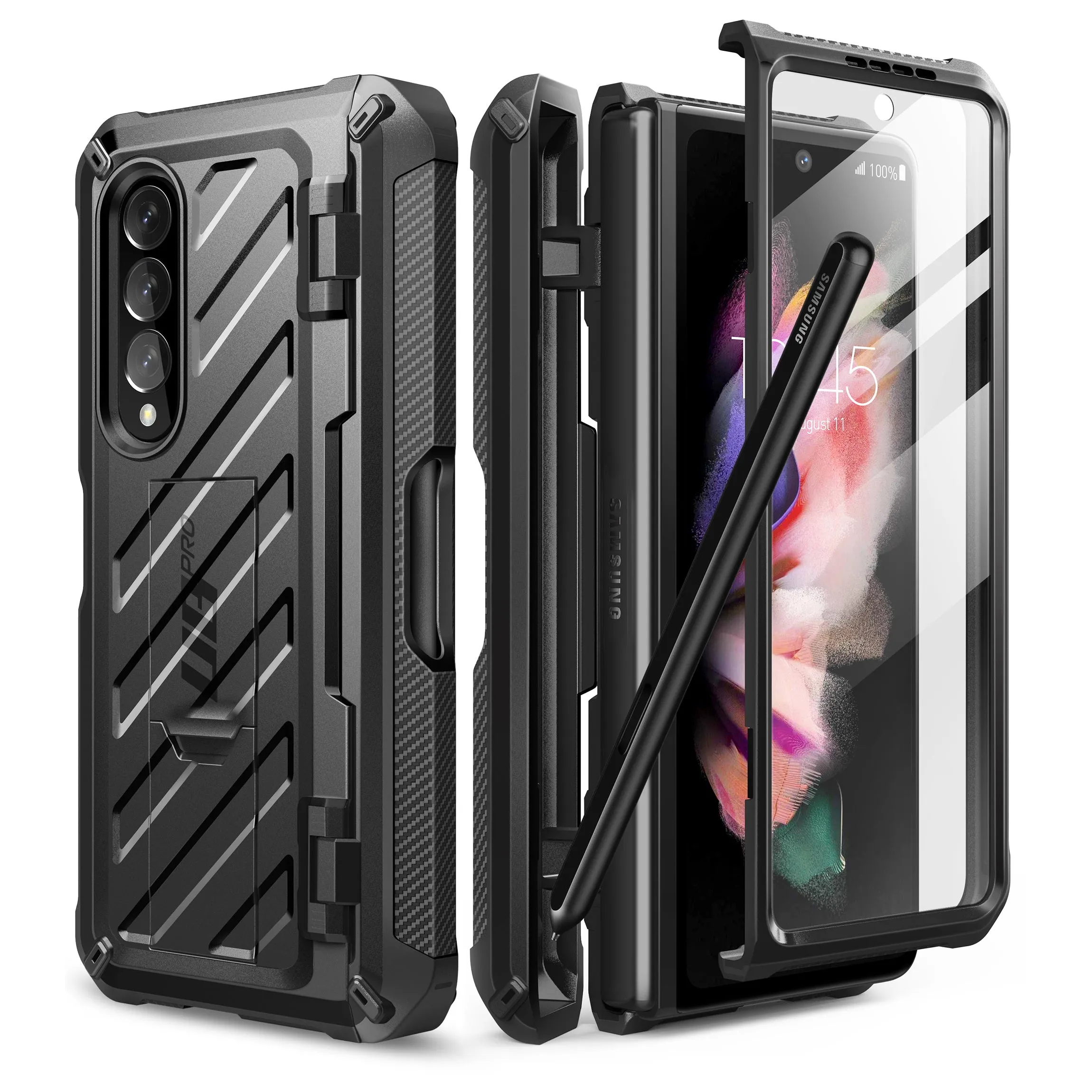 Flash Sale Galaxy Z Fold3 Unicorn Beetle PRO Rugged Case with S-Pen Holder-Black  Going Fast!