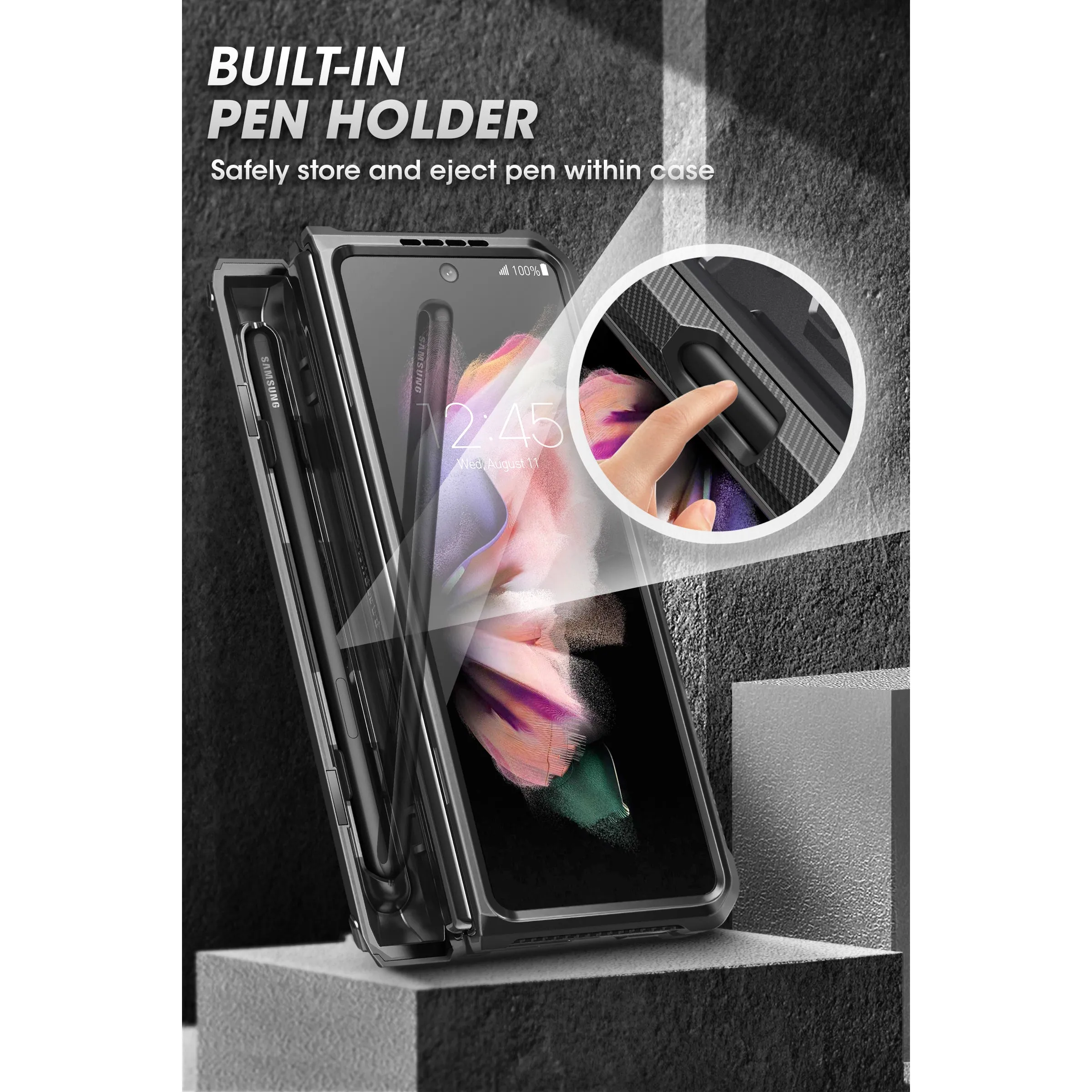 Flash Sale Galaxy Z Fold3 Unicorn Beetle PRO Rugged Case with S-Pen Holder-Black  Going Fast!