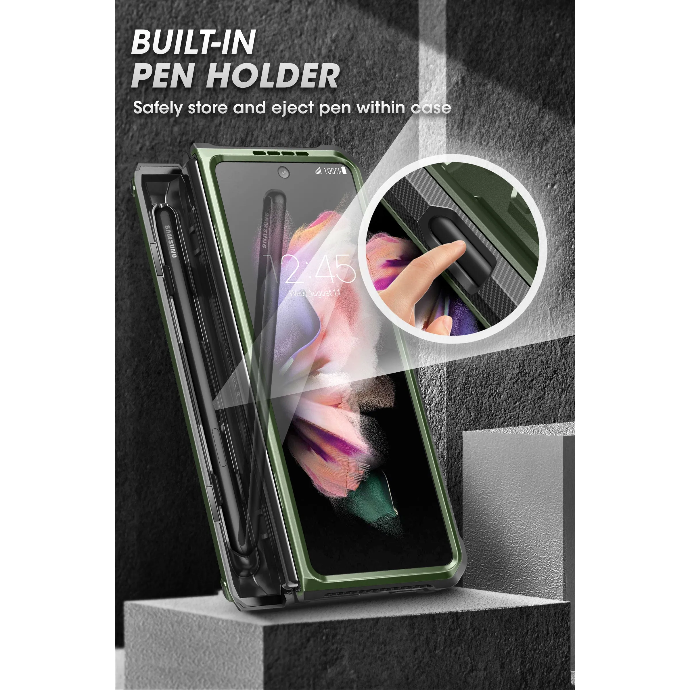 Flash Sale Galaxy Z Fold4 Unicorn Beetle PRO Rugged Case with S-Pen Holder-Dark Green  Almost Gone!