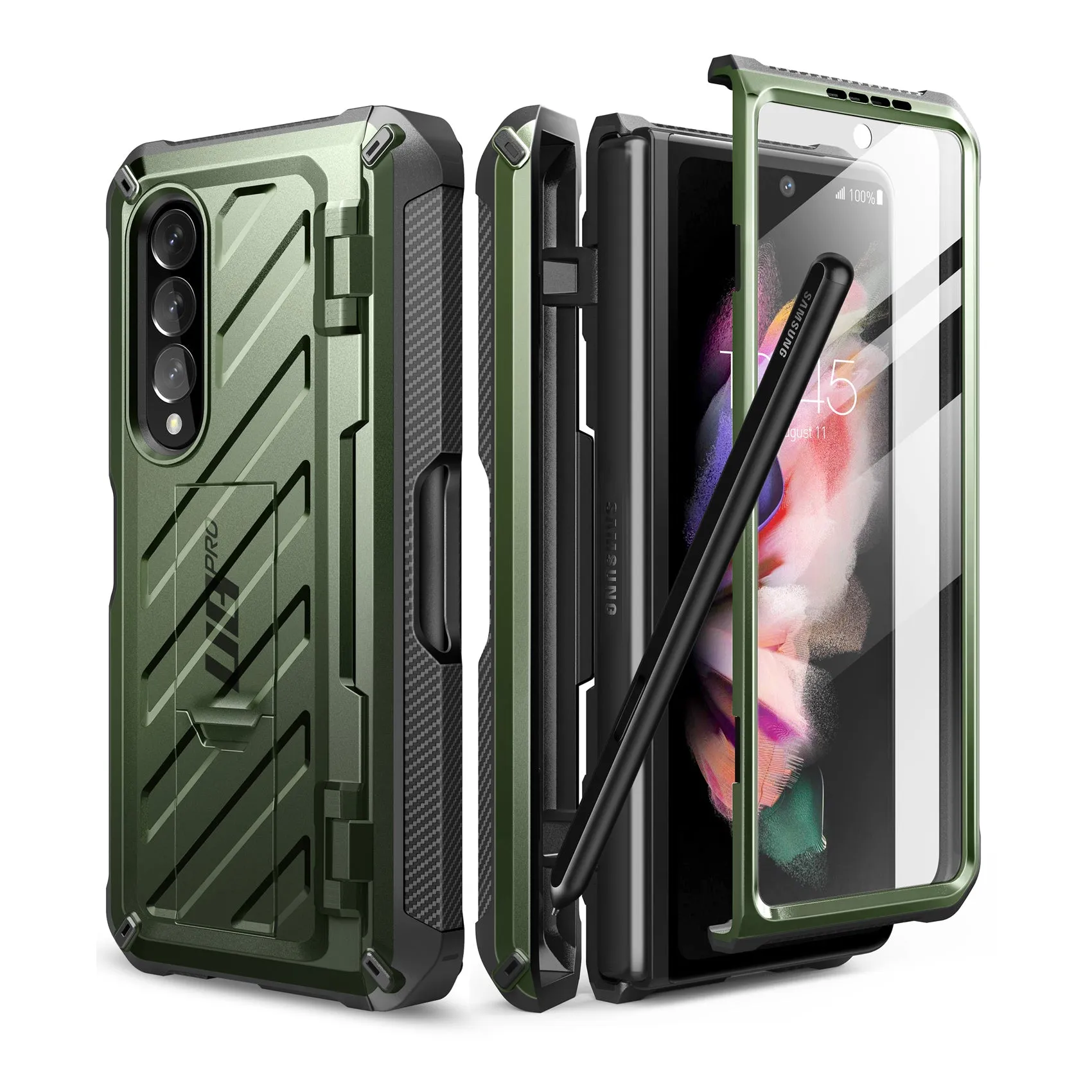 Flash Sale Galaxy Z Fold4 Unicorn Beetle PRO Rugged Case with S-Pen Holder-Dark Green  Almost Gone!