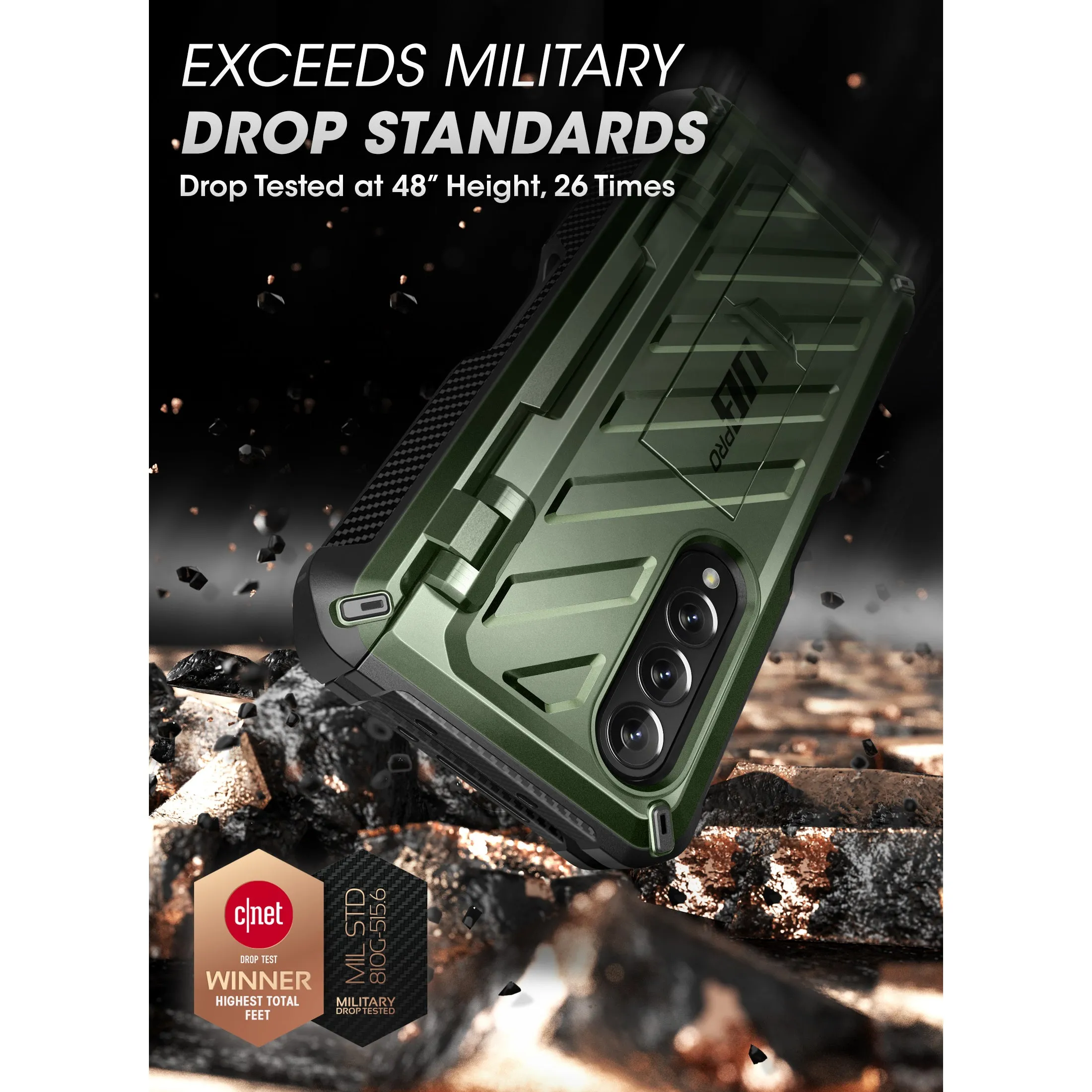Flash Sale Galaxy Z Fold4 Unicorn Beetle PRO Rugged Case with S-Pen Holder-Dark Green  Almost Gone!
