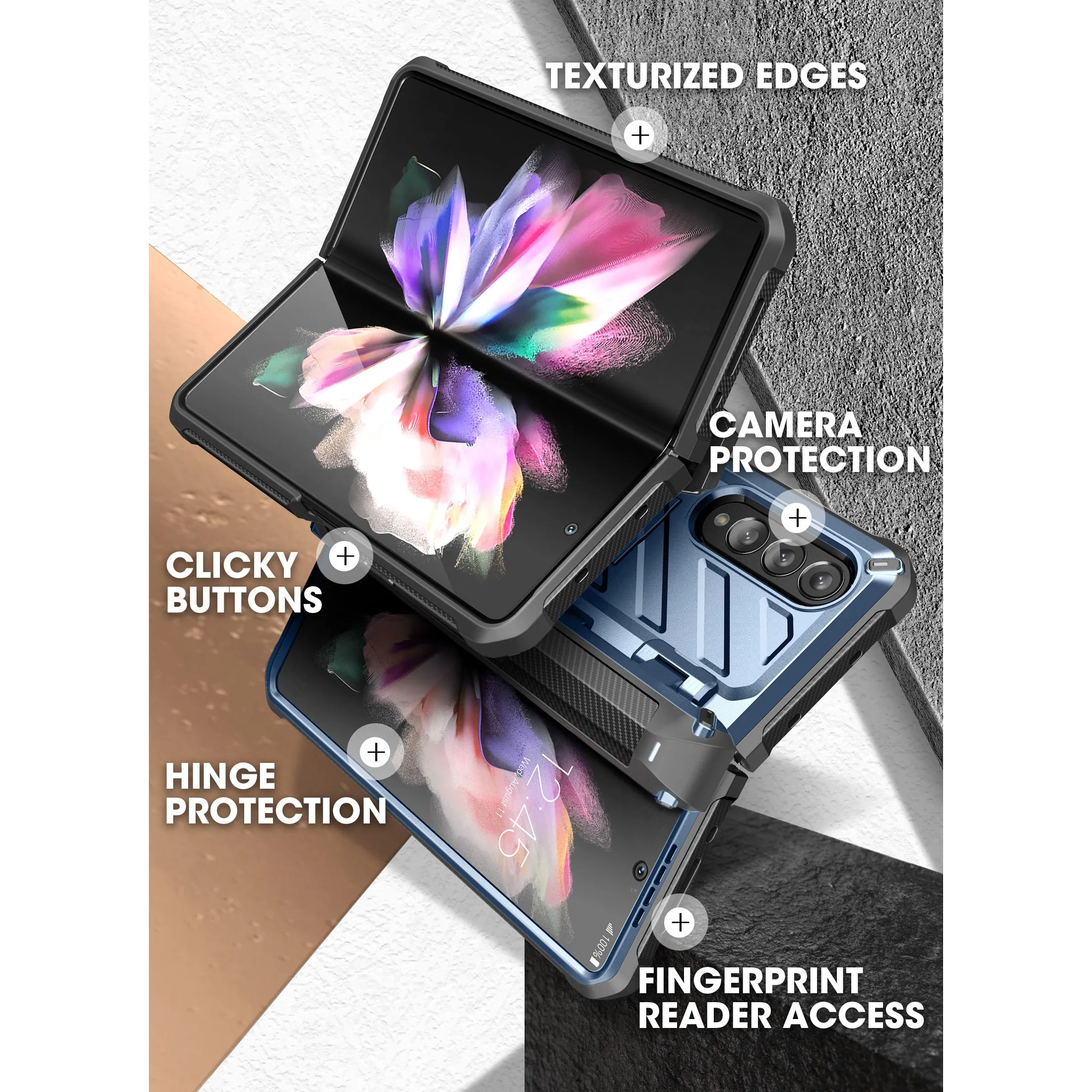 Flash Sale! Galaxy Z Fold4 Unicorn Beetle PRO Rugged Case with S-Pen Holder-Metallic Blue  Dont Miss Out!