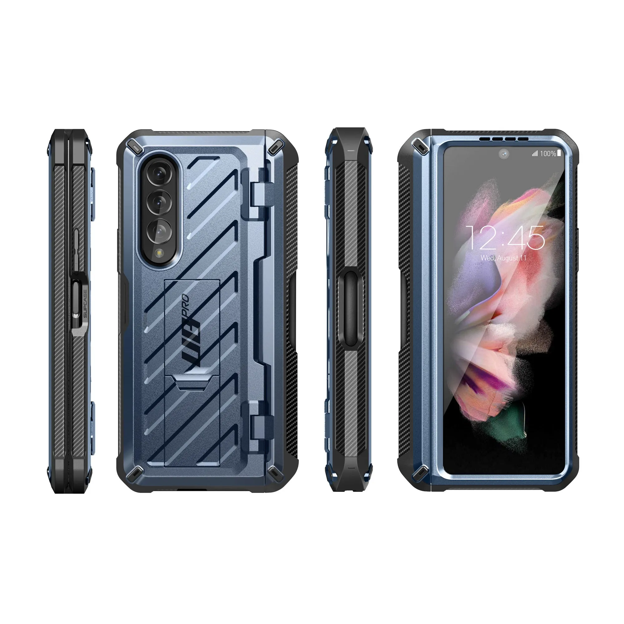 Flash Sale! Galaxy Z Fold4 Unicorn Beetle PRO Rugged Case with S-Pen Holder-Metallic Blue  Dont Miss Out!