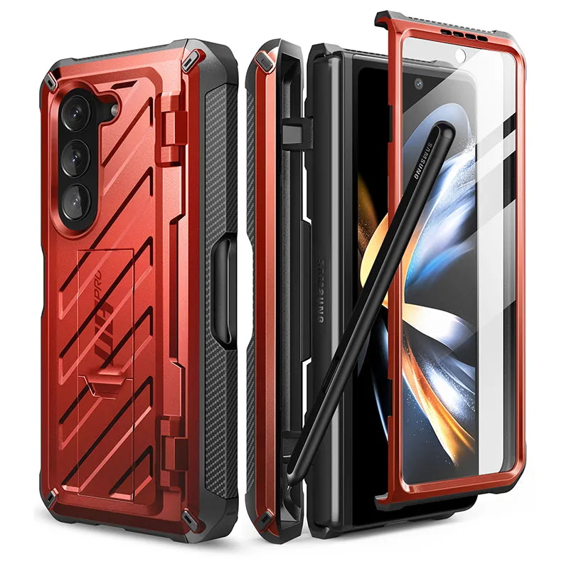 Flash Sale Galaxy Z Fold5 Unicorn Beetle PRO Rugged Case with S-Pen Holder-Metallic Red  Almost Gone!