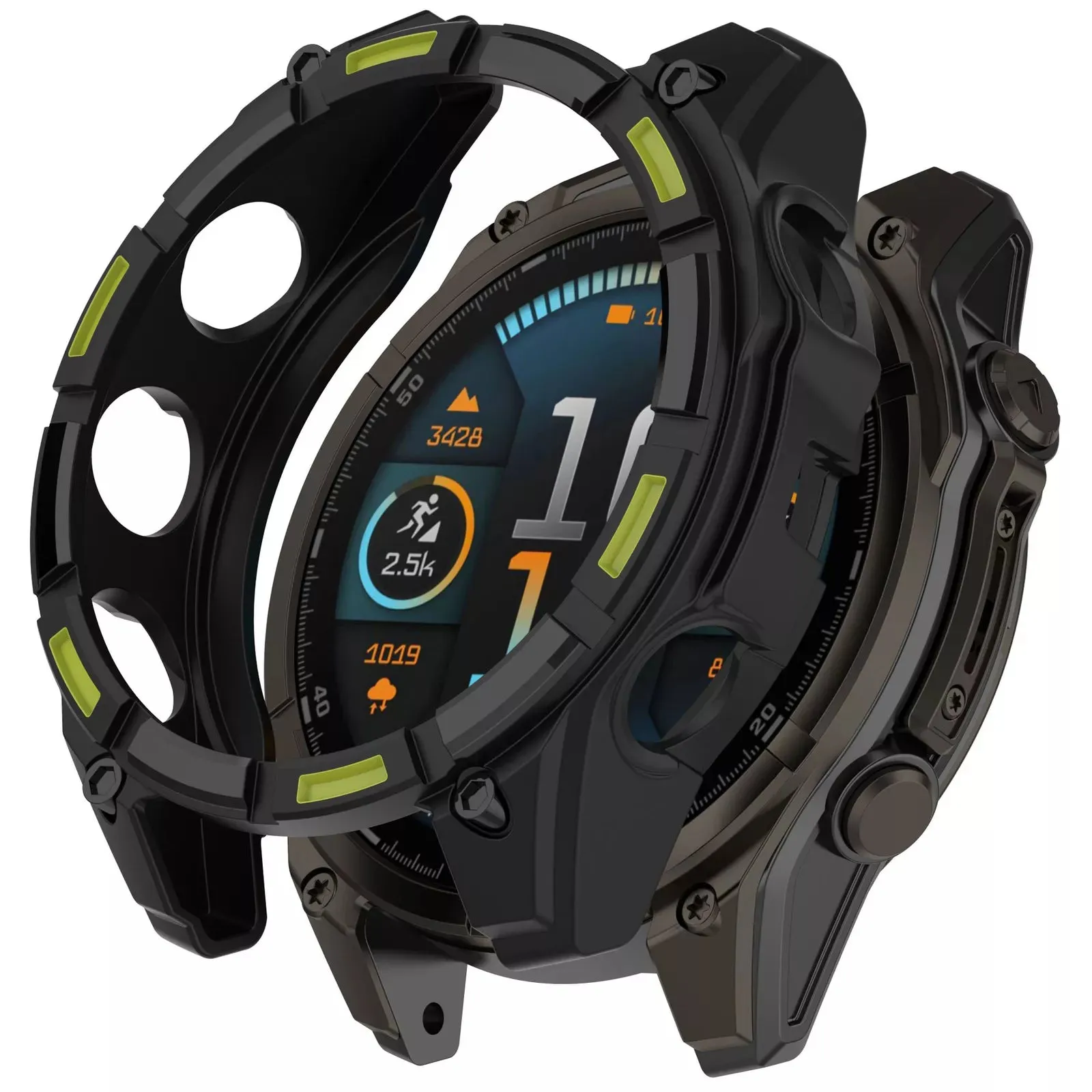 Flash Sale Garmin Fenix 8 - 47mm AMOLED Rugged TPU Case (Black/Green)  Limited Availability!
