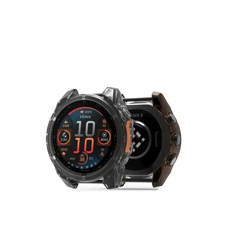 Flash Sale Garmin Fenix 8 - 47mm TPU Case (Transparent-Black)  Today Only!