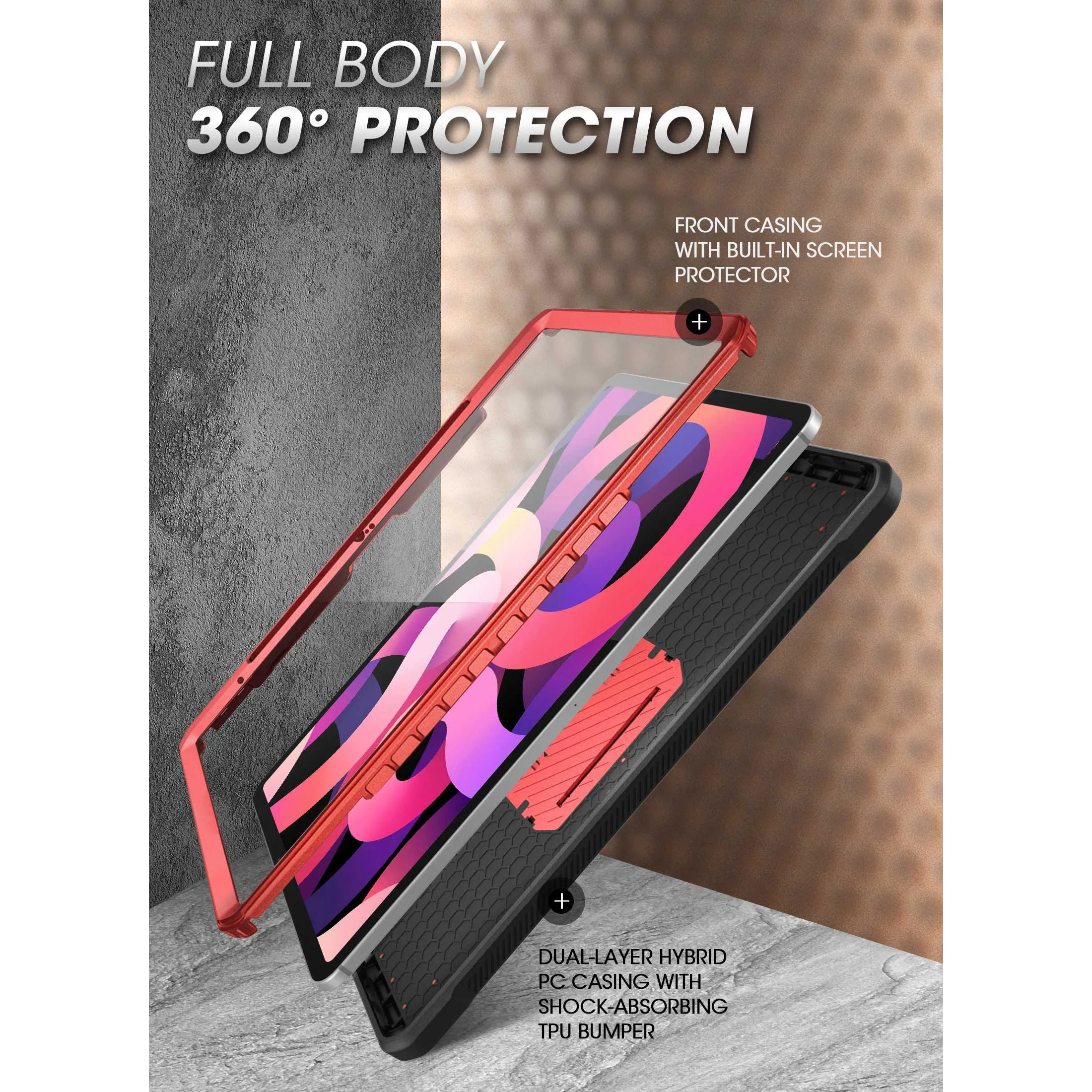 Flash Sale iPad 10.9" 2022 Unicorn Beetle PRO Rugged Kickstand Case-Metallic Red  Almost Gone!