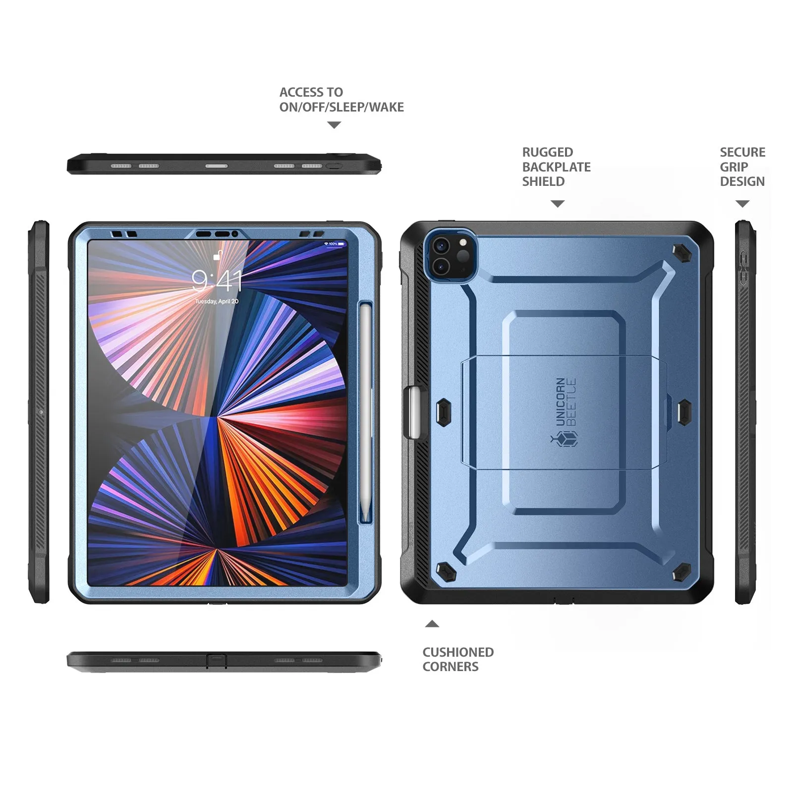 Flash Sale! iPad Pro 12.9 Inch (2021) Unicorn Beetle Pro Rugged Case-Metallic Blue  Last Few Pieces!