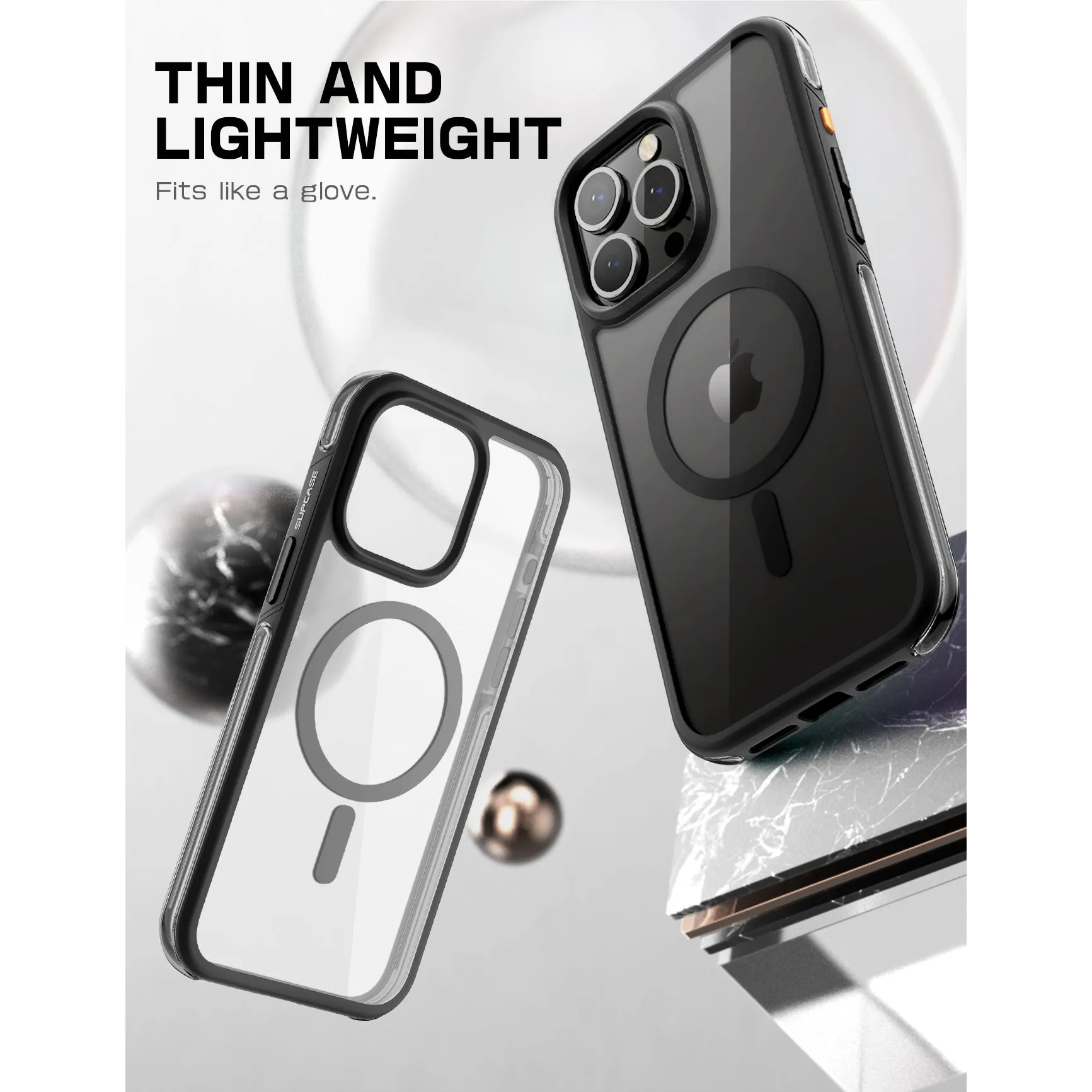 Flash Sale! iPhone 15 Pro Max 6.7 inch Unicorn Beetle AIR MAG with Screen Protector Clear Case-Black  Stylish & Comfortable