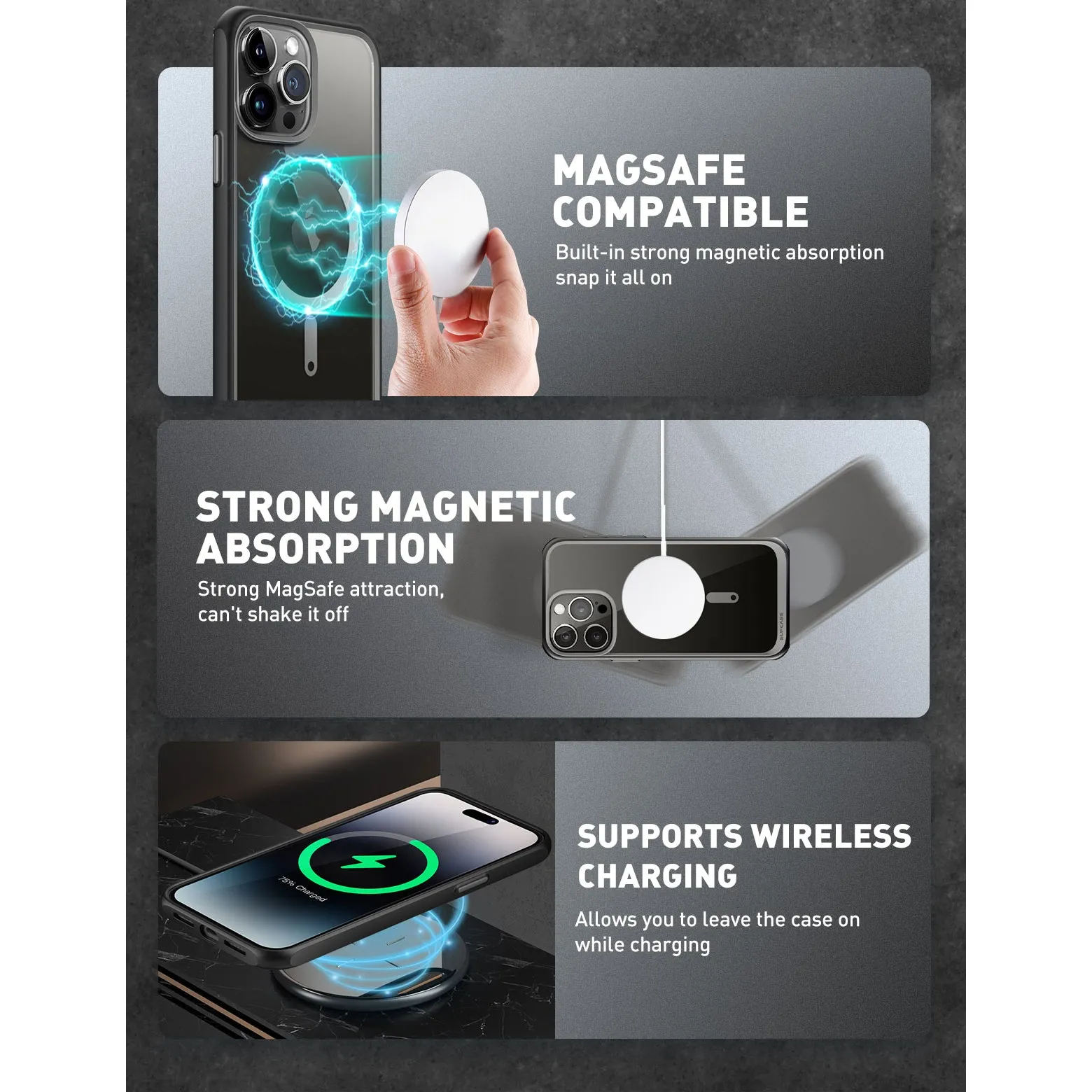 Flash Sale iPhone 15 Pro Max 6.7 inch Unicorn Beetle MAG Slim Clear MagSafe Case-Black  Limited Release!