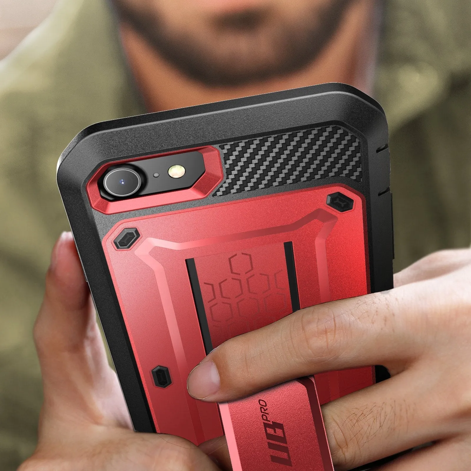 Flash Sale! iPhone SE Unicorn Beetle Pro Full-Body Case with Kickstand-Metallic Red  Almost Gone!