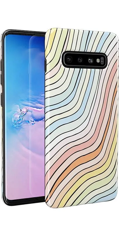 Flash Sale Ride The Wave | Pastel Rainbow Lined Samsung Case  Dont Miss Out!