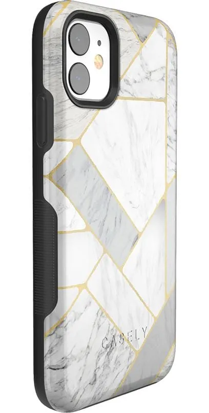 Flash Sale! Sharp Lines | Geo White and Gold Marble Case  Going Fast!