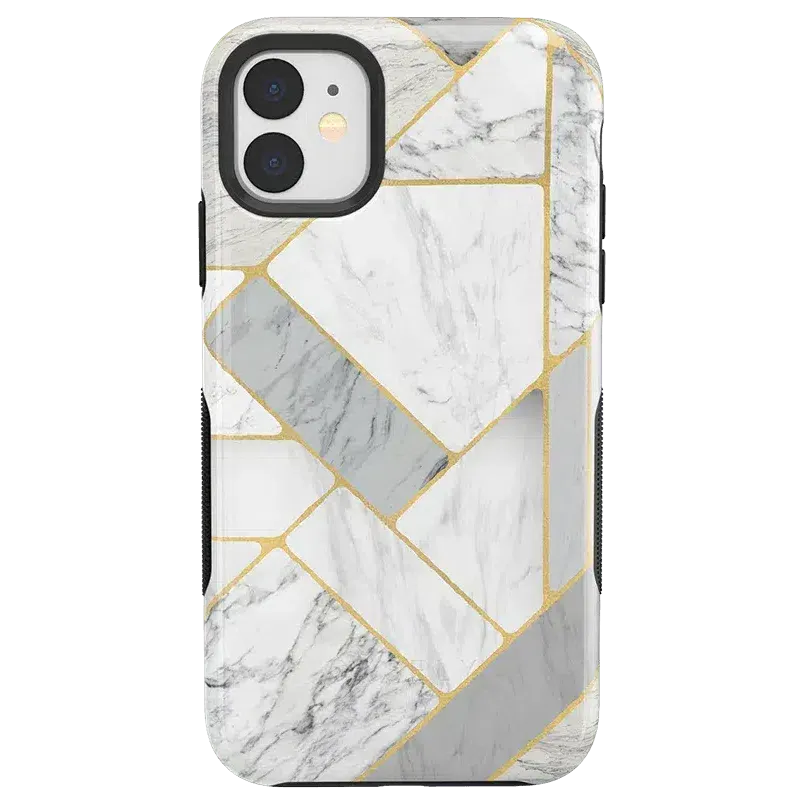 Flash Sale! Sharp Lines | Geo White and Gold Marble Case  Going Fast!