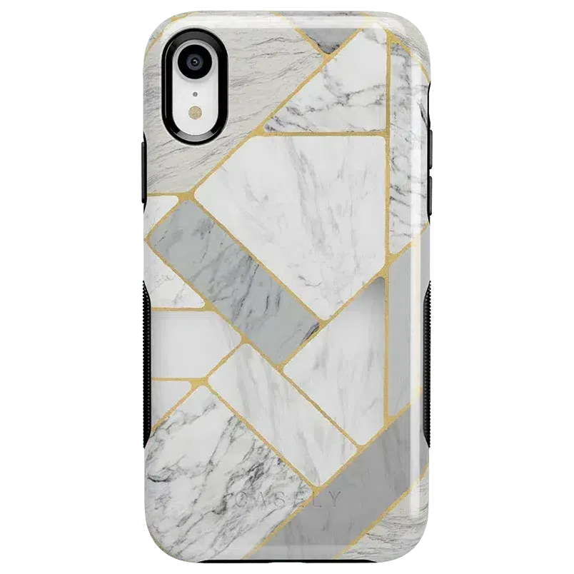 Flash Sale! Sharp Lines | Geo White and Gold Marble Case  Going Fast!